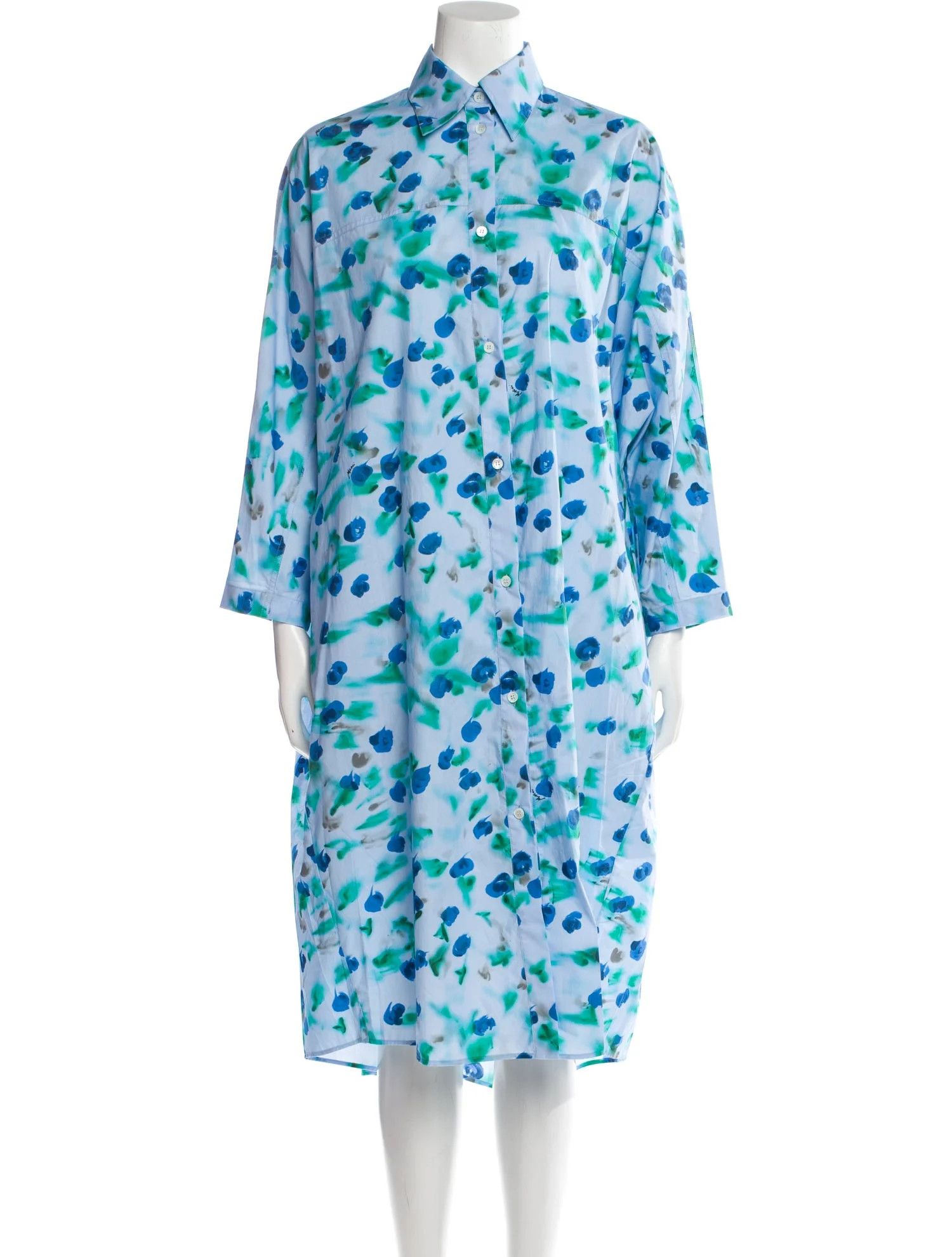 o1w1db10125 Printed Midi Length Dress in Blue