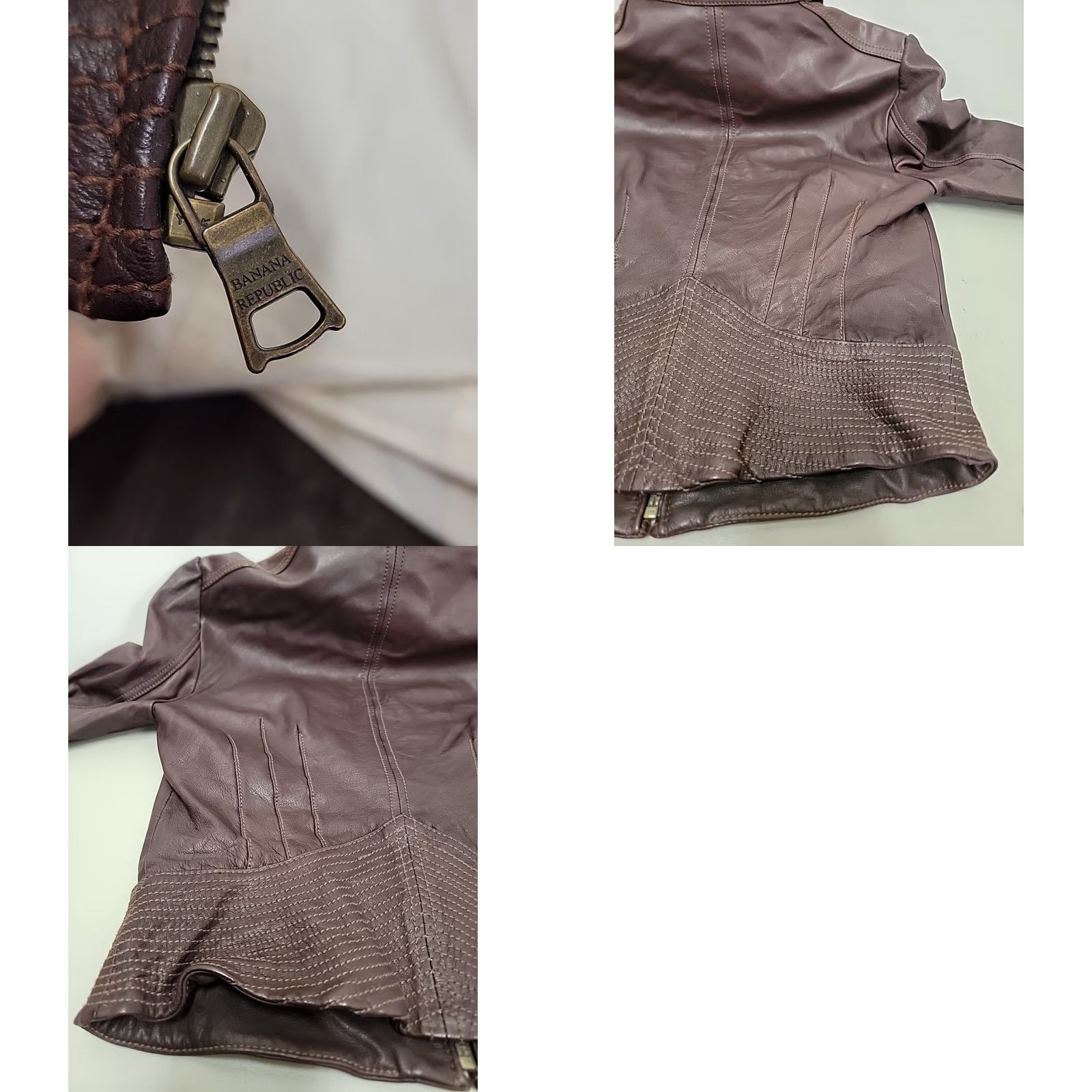 Banana Republic Banana Republic Leather Jacket Women's M Brown Jacket Motorcycle Ladies Regular Zip Short Brown Distressed Leather 18 Chest 20 Length Travel Vintage? Size M / US 6-8 / IT 42-44 - 9 Thumbnail