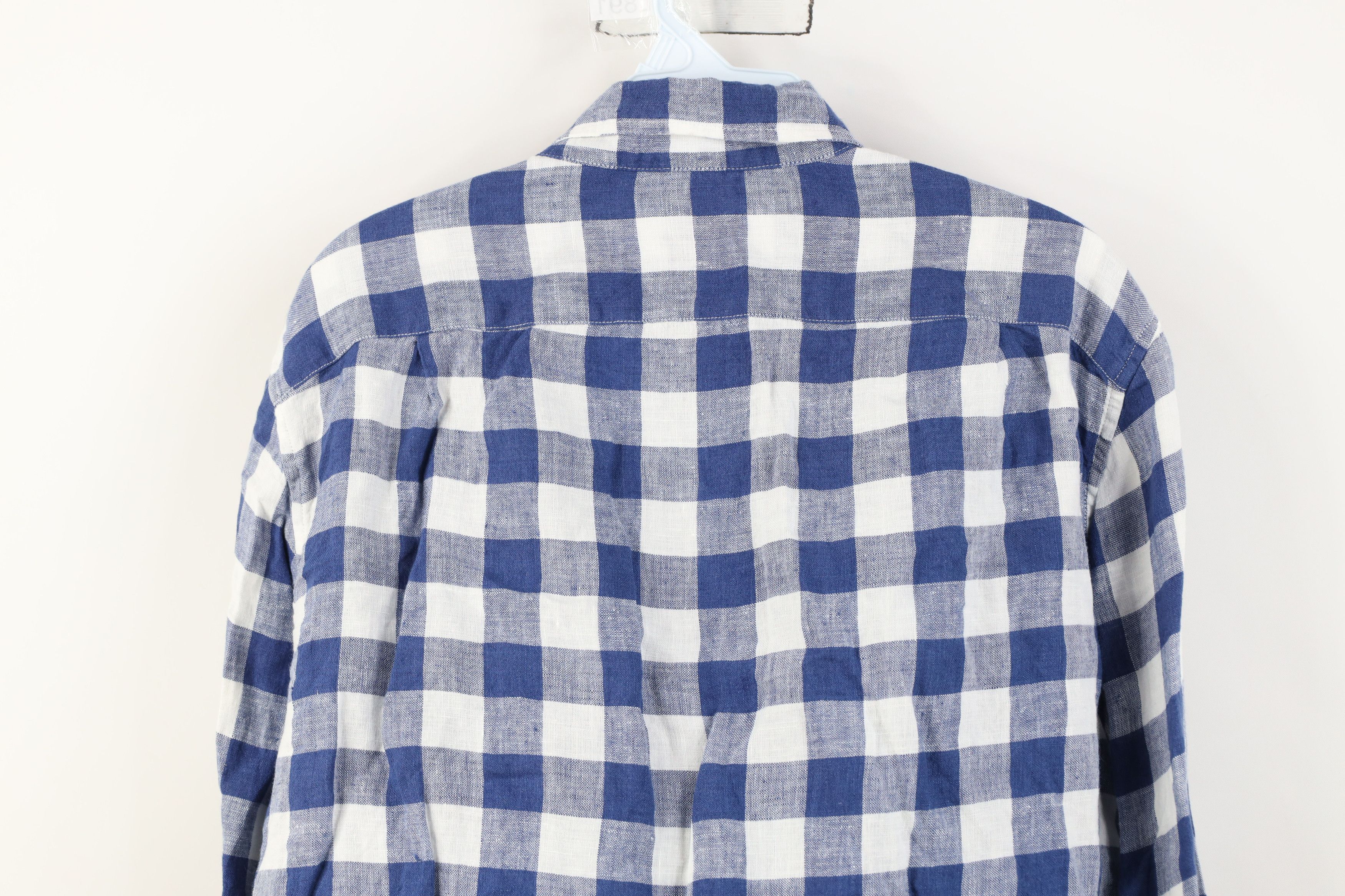 J.Crew J Crew Fit Linen Knit Collared Button Down Shirt Blue Plaid Size US M / EU 48-50 / 2 - 12 Thumbnail