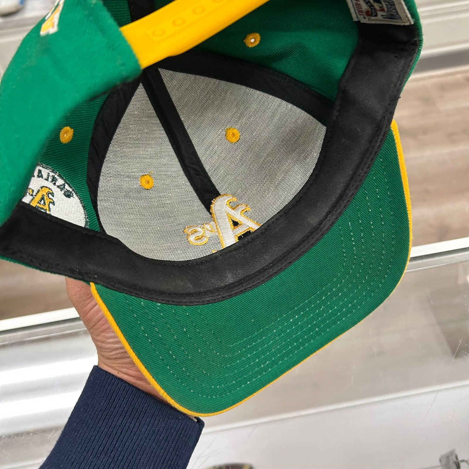 New Era vintage Oakland Athletics MLB Green Yellow Snap Back Hat Cap Size ONE SIZE - 4 Thumbnail