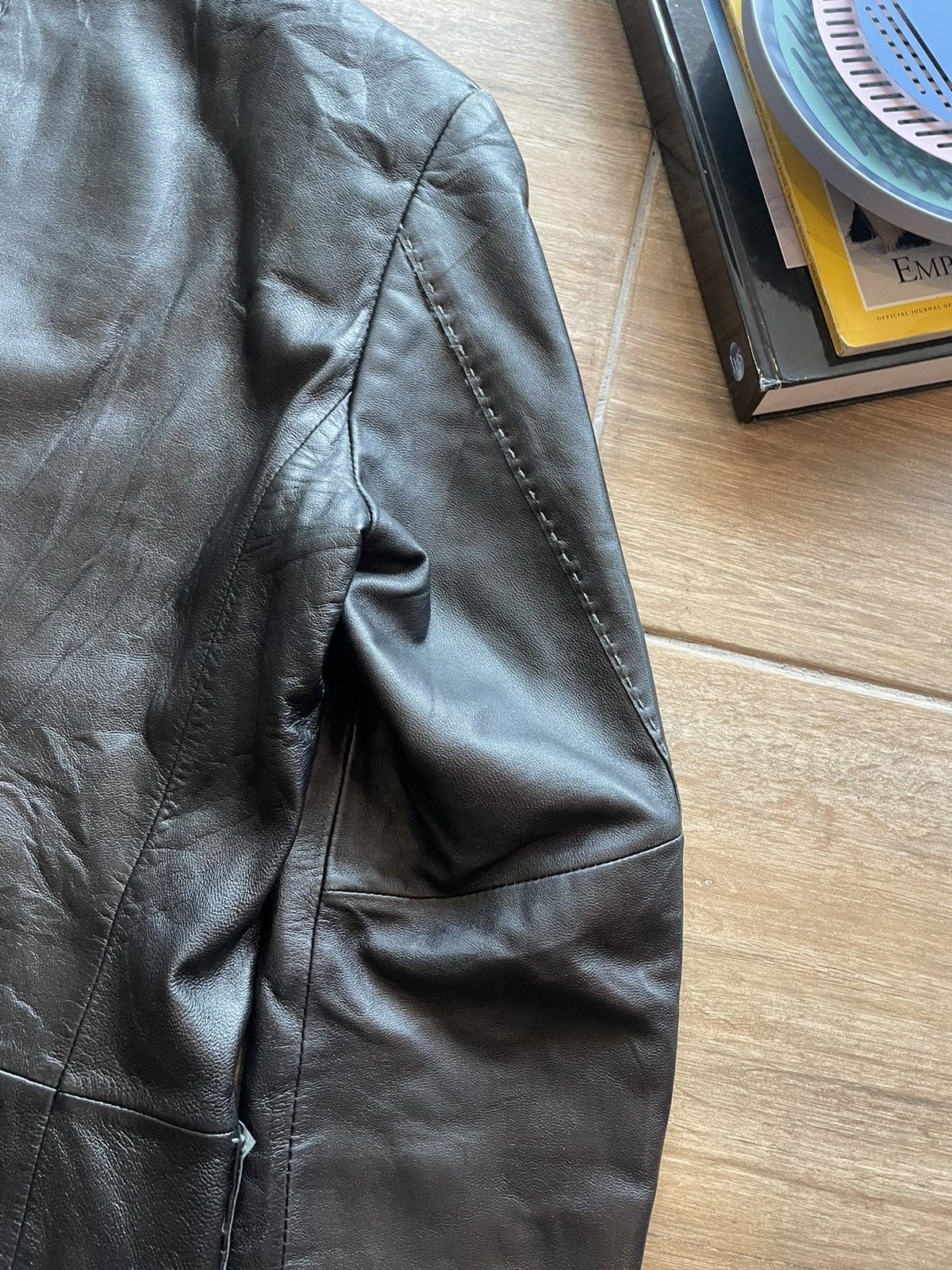 Japanese Brand × Le Grande Bleu (L.G.B.) × Tornado Mart Tornado Mart Leather Stitched Blazer Size US M / EU 48-50 / 2 - 17 Thumbnail