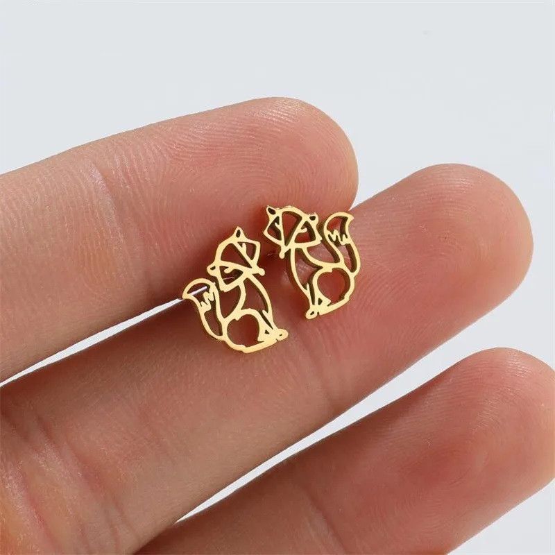 Jewelry Hollow Fox Mini Stud Earrings Charm Earring Gift Size ONE SIZE - 1 Thumbnail