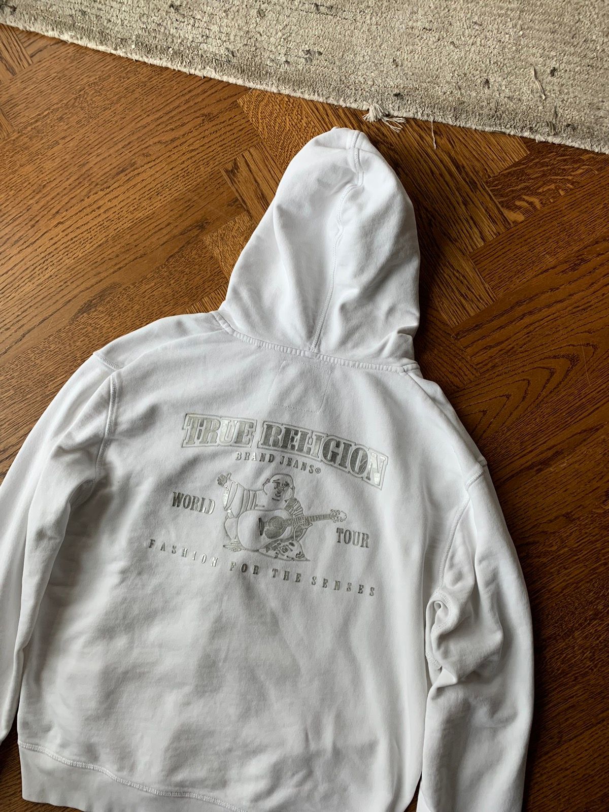 Pre-owned True Religion X Vintage 2000s True Religion Hoodie White Zip-up L Xl Silver Metal Us