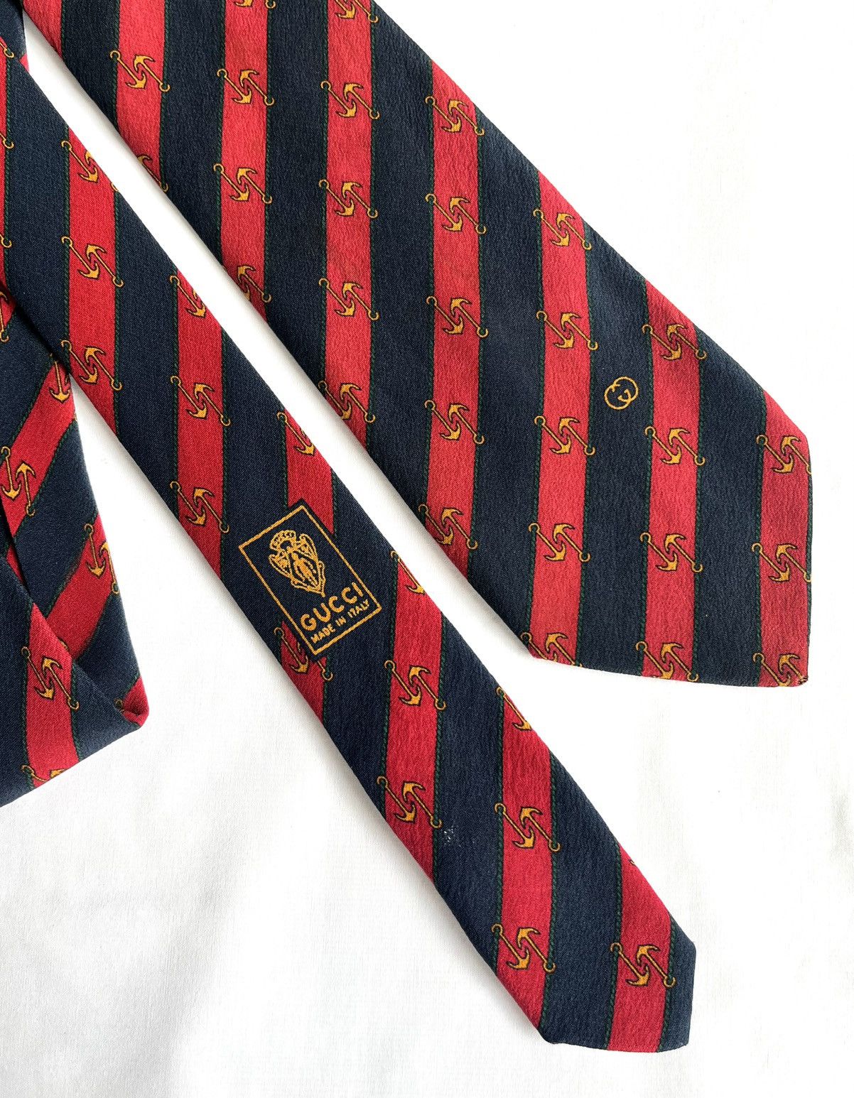 Gucci vintage GUCCI Anchor Stripe Silk Tie Size ONE SIZE - 7 Thumbnail