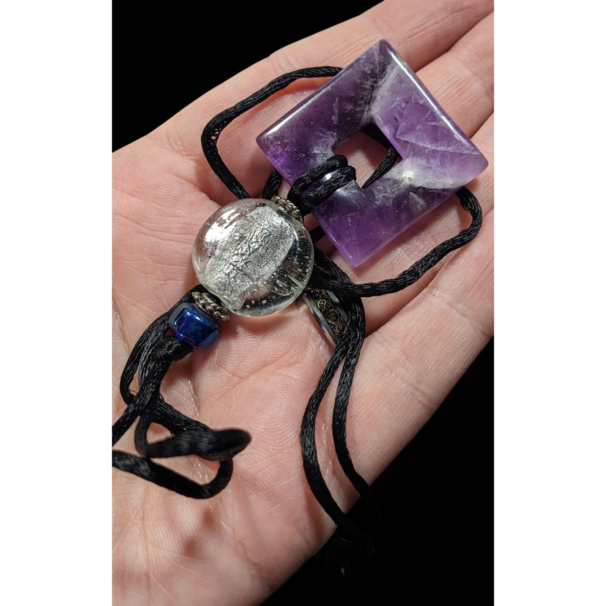 Other Nature Inspired Amethyst Square Pendant Necklace With Glass Size ONE SIZE - 4 Thumbnail