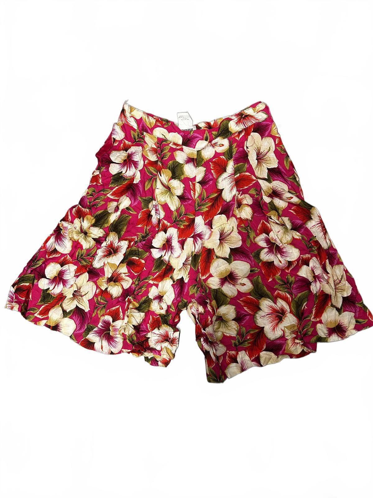 Designer Leslie Fay Floral Print Trousers Size 28" / US 6 / IT 42 - 1 Thumbnail