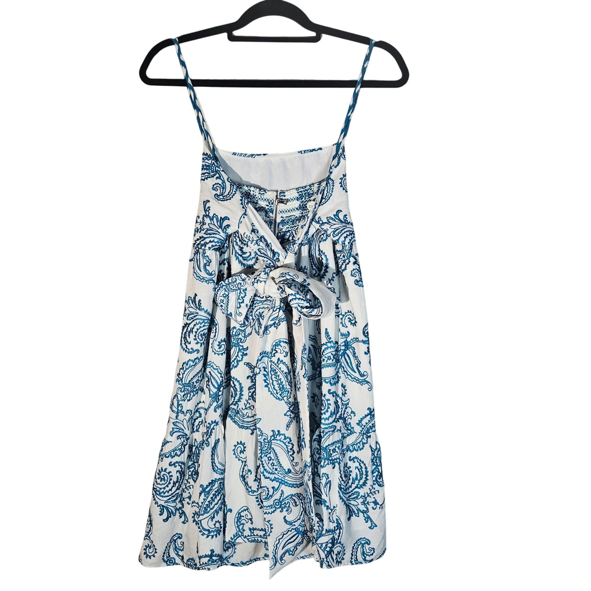 Alice + Olivia Alice + Olivia Blue White Paisley Mini Dress Size 6 | Ruffle Size M / US 6-8 / IT 42-44 - 10 Thumbnail