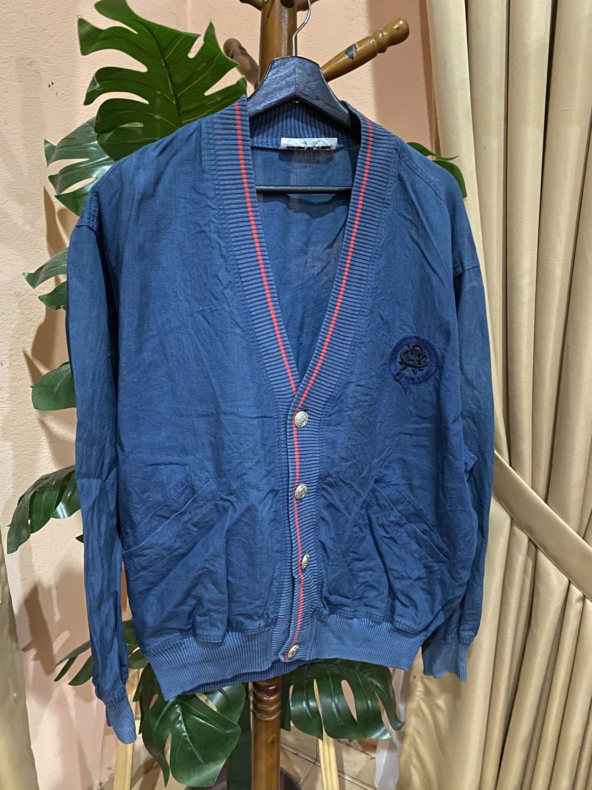 Designer Vintage Umberto Bilancioni Made Italy Blue Cotton Cardigan Size US L / EU 52-54 / 3 - 3 Thumbnail