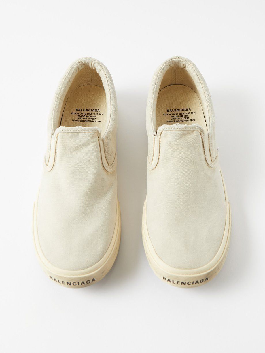 Balenciaga o1s1wg111124 Paris Slip On Graffiti Sneakers in Light Beige Size US 9 / EU 42 - 4 Thumbnail
