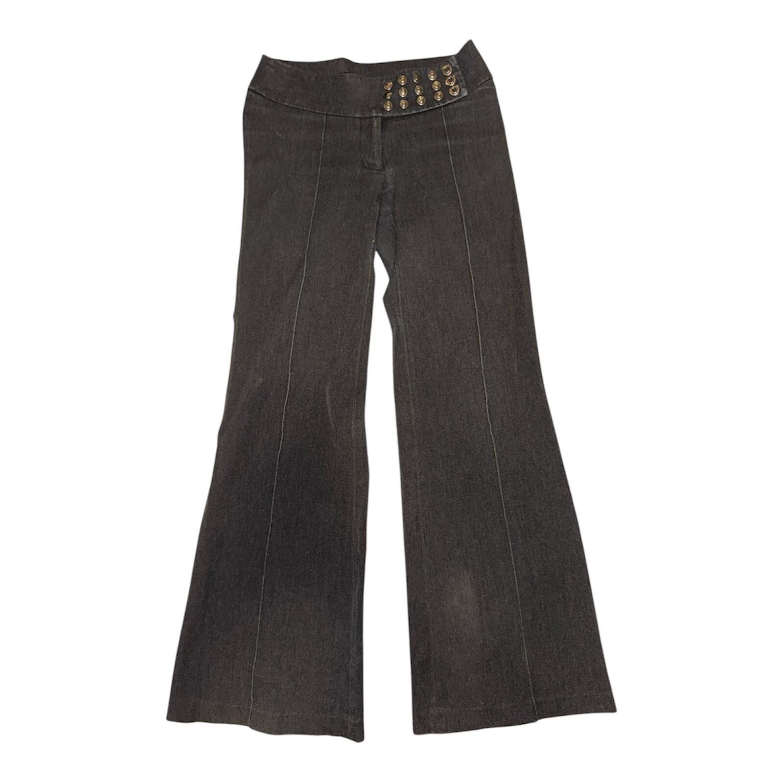 Parasuco Parasuco Black Wide Leg Studded Flare Jeans Sz28 Y2K Vintage Size 28" / US 6 / IT 42 - 1 Thumbnail