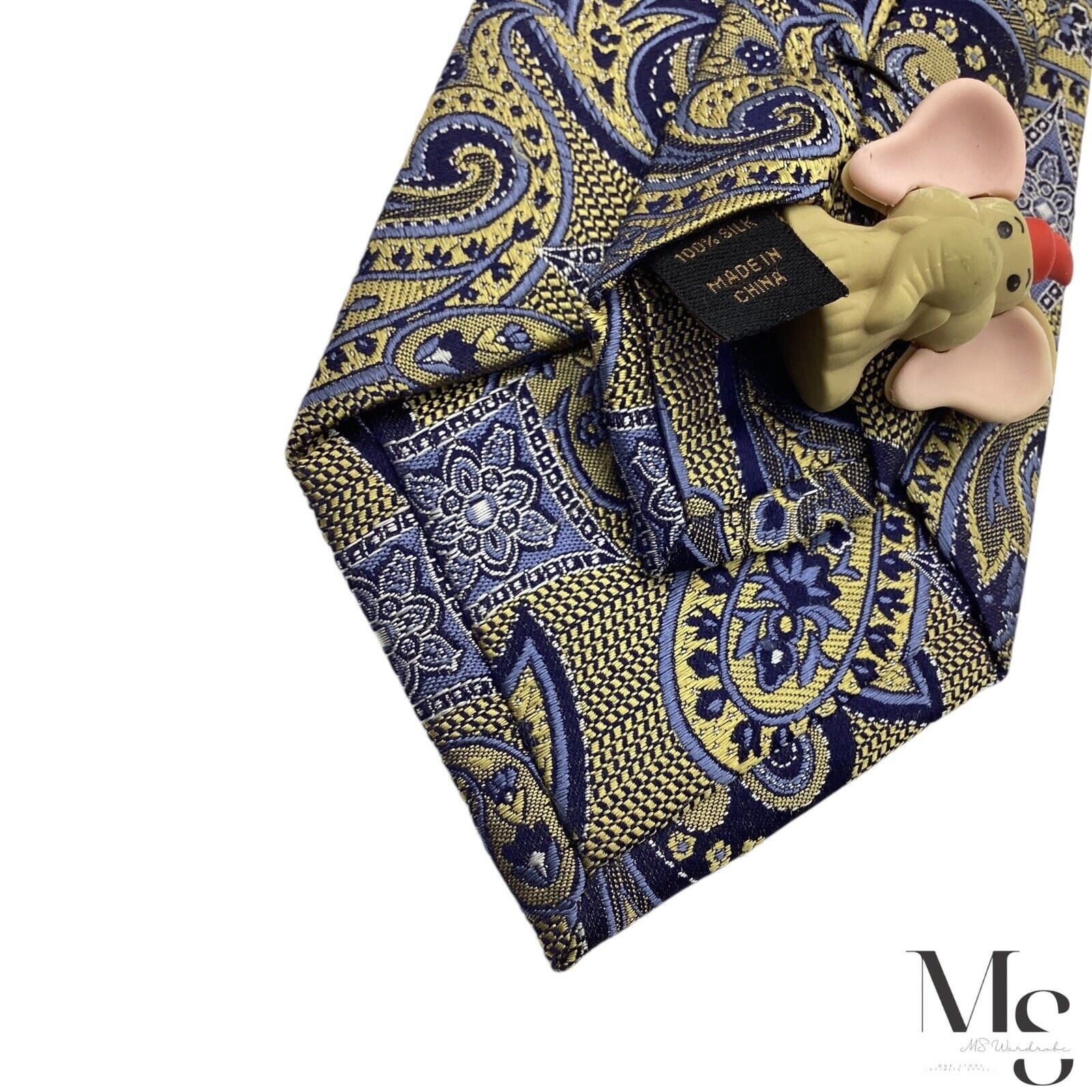 Jos. A. Bank JOS. A. BANK RESERVE XL Blue & Gold Paisley Silk Tie W: 3.25 Size ONE SIZE - 5 Thumbnail