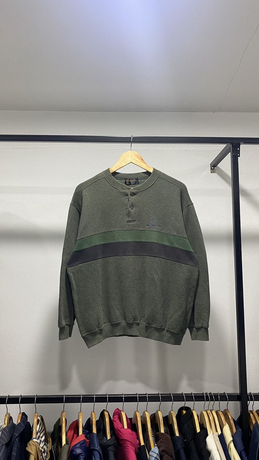 Vintage Gianni Valentino Knit Henley Collar Sweater 80s Size US M / EU 48-50 / 2 - 2 Thumbnail