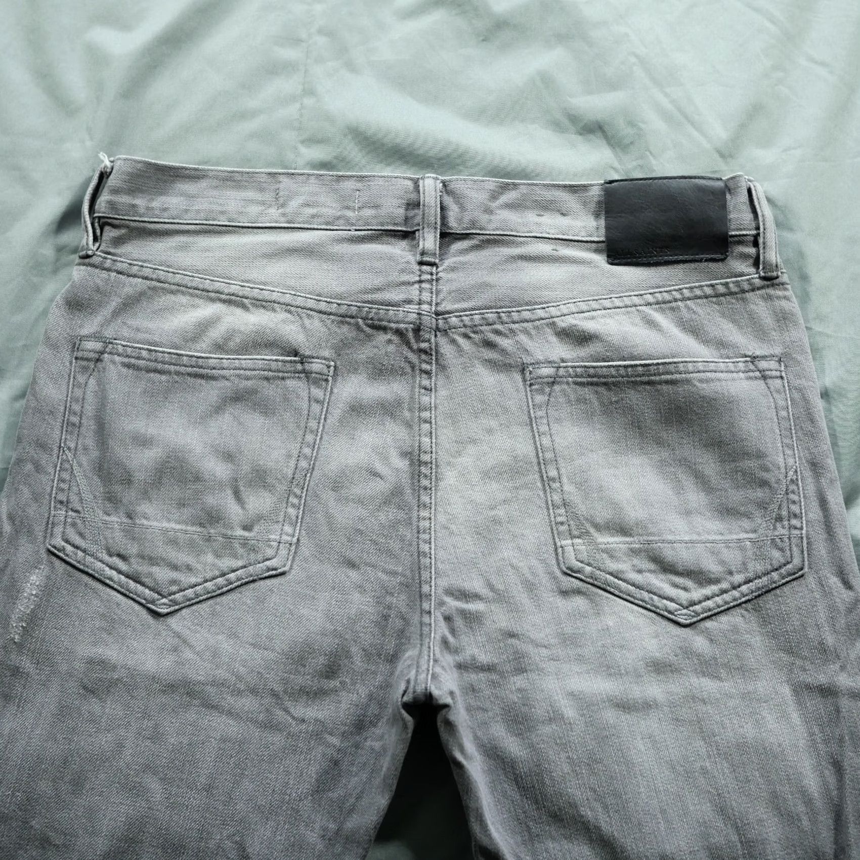 Allsaints VINTAGE All Saints Jeans Mens Slim Pistol 30x33 Light Wash Gray Skinny Distressed 5-Pocket Denim Cotton Logo Mens Size US 30 / EU 46 - 3 Thumbnail