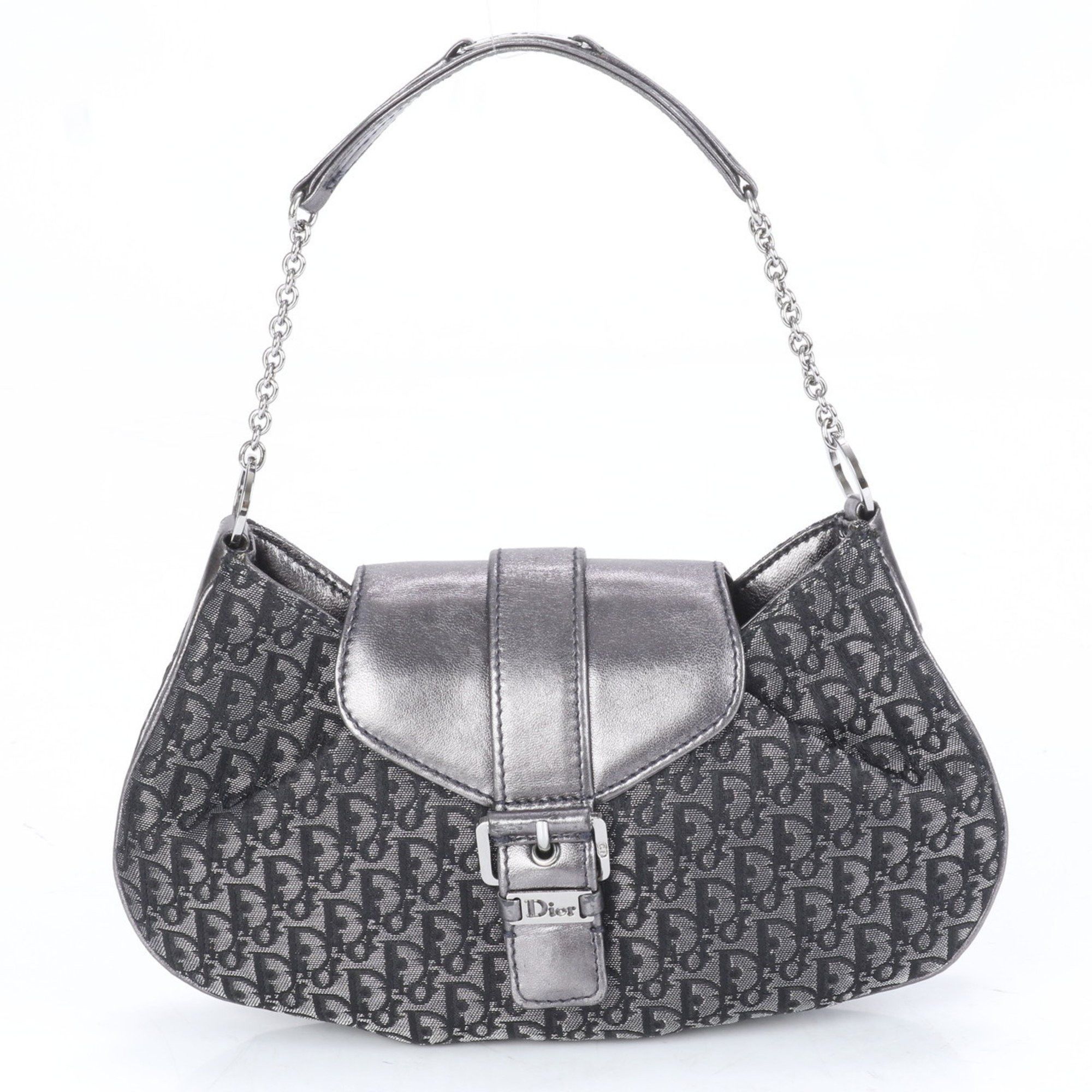 Christian Dior Trotter Leather Chain Shoulder Bag Tote Handbag Women's