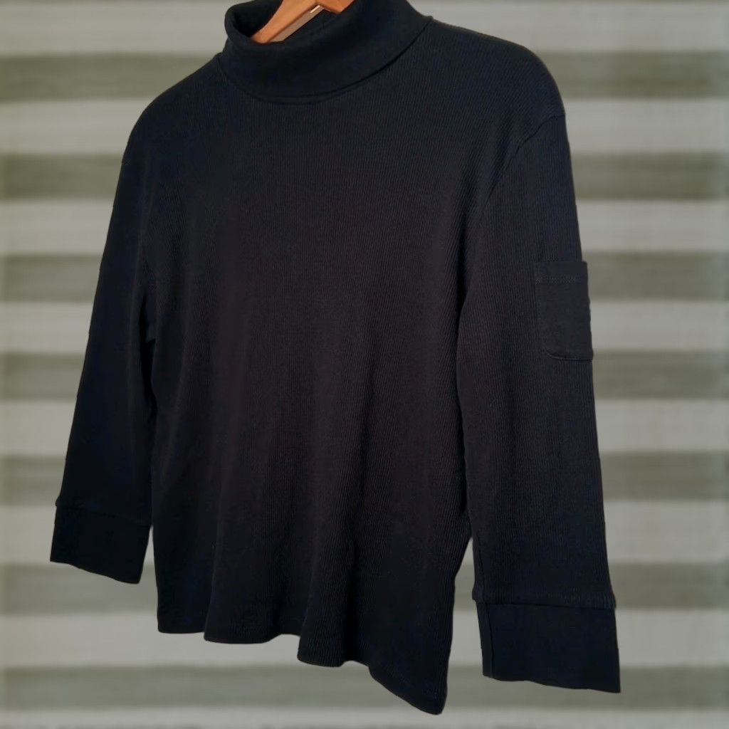 Ralph Lauren VINTAGE Lauren Ralph Lauren Turtleneck Women L Black Ribbed Knit Pocket 3/4 Sleeves Size L / US 10 / IT 46 - 1 Thumbnail