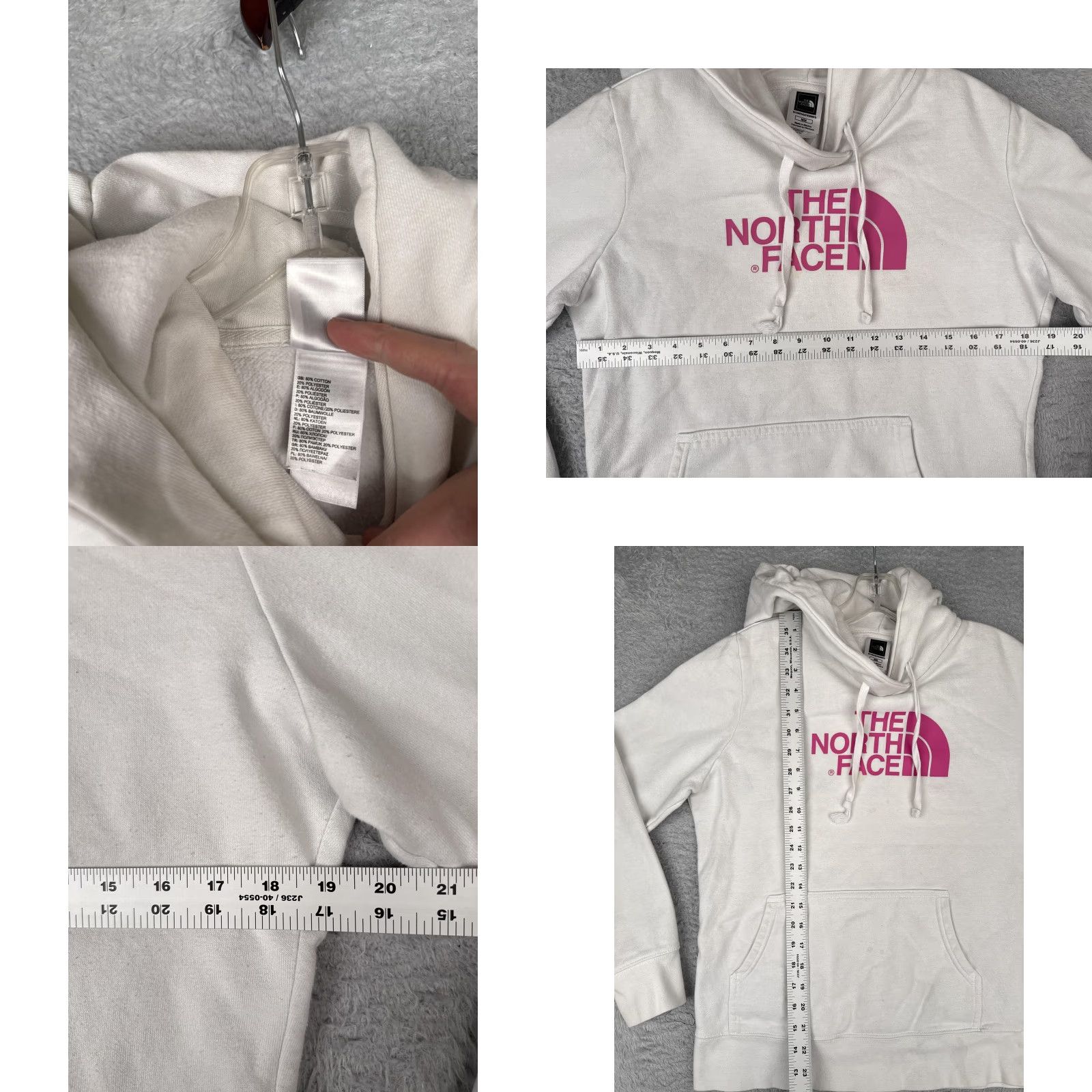 The North Face The North Face Hoodie Sweatshirt Womens M White Pink Ribbon Breast Cancer Logo Kangaroo Pocket Pullover Crew Neck Fleece Casual Size M / US 6-8 / IT 42-44 - 8 Thumbnail
