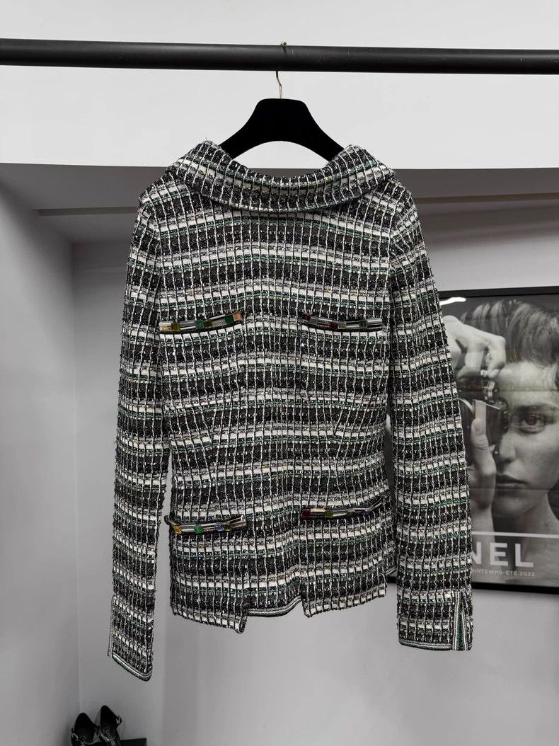 Chanel Chanel Current series heavy industry green knitted jacket Size XS / US 0-2 / IT 36-38 - 3 Thumbnail