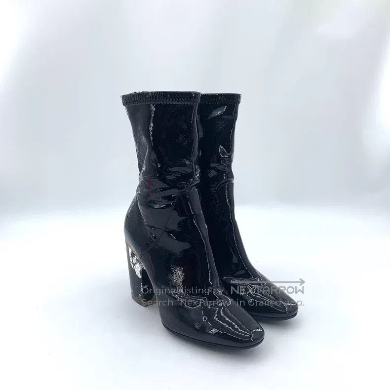Dior Dior Black patent leather thick-heeled boots Size US 5.5 / IT 35.5 - 2 Thumbnail