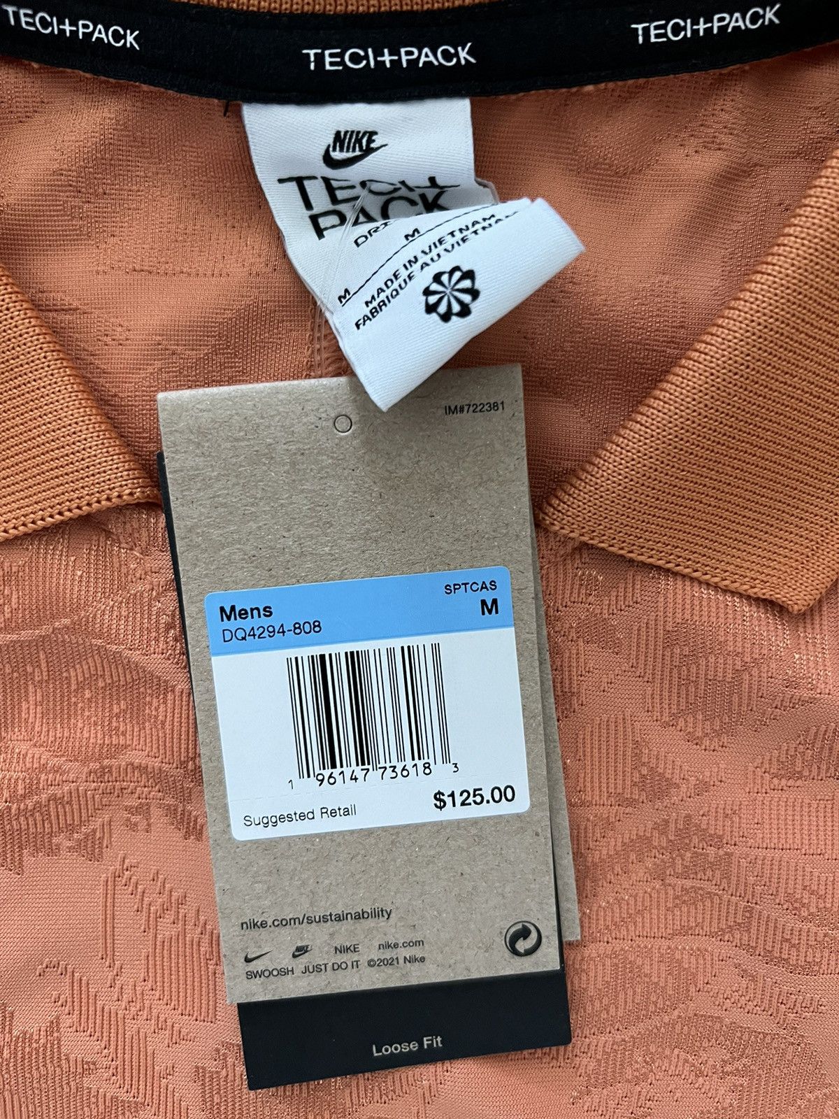 Nike Nike Tech Pack Jaquard L/S Orange Collared Shirt Size US M / EU 48-50 / 2 - 2 Thumbnail