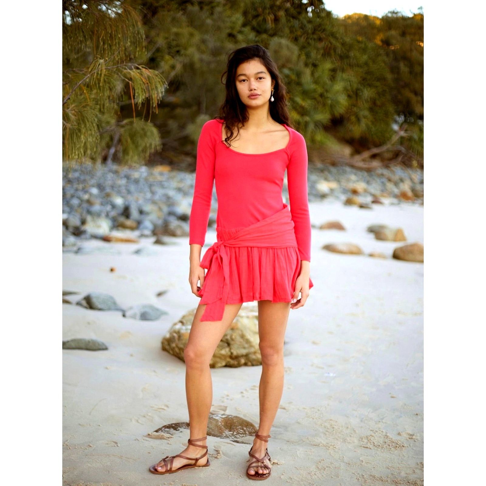 Free People Free People Lexi Drop Waist Mini Dress High Risk Red M Size M / US 6-8 / IT 42-44 - 3 Thumbnail