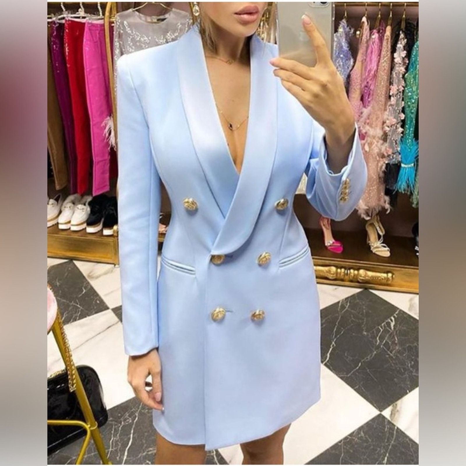 Other Stylish Light Blue Blazer Dress size S Size S / US 4 / IT 40 - 3 Thumbnail