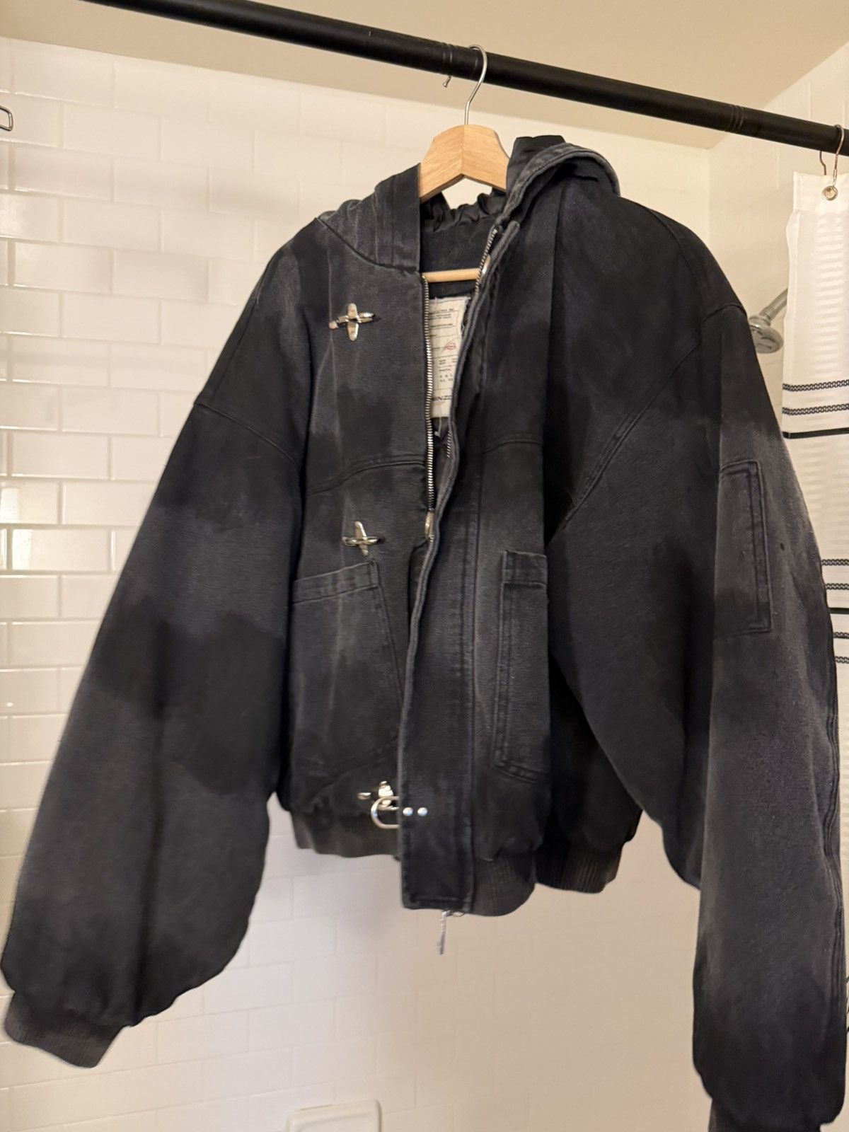 Other Shige 15oz Washed Black Canvas Clasp Bomber Jacket Size US M / EU 48-50 / 2 - 1 Thumbnail