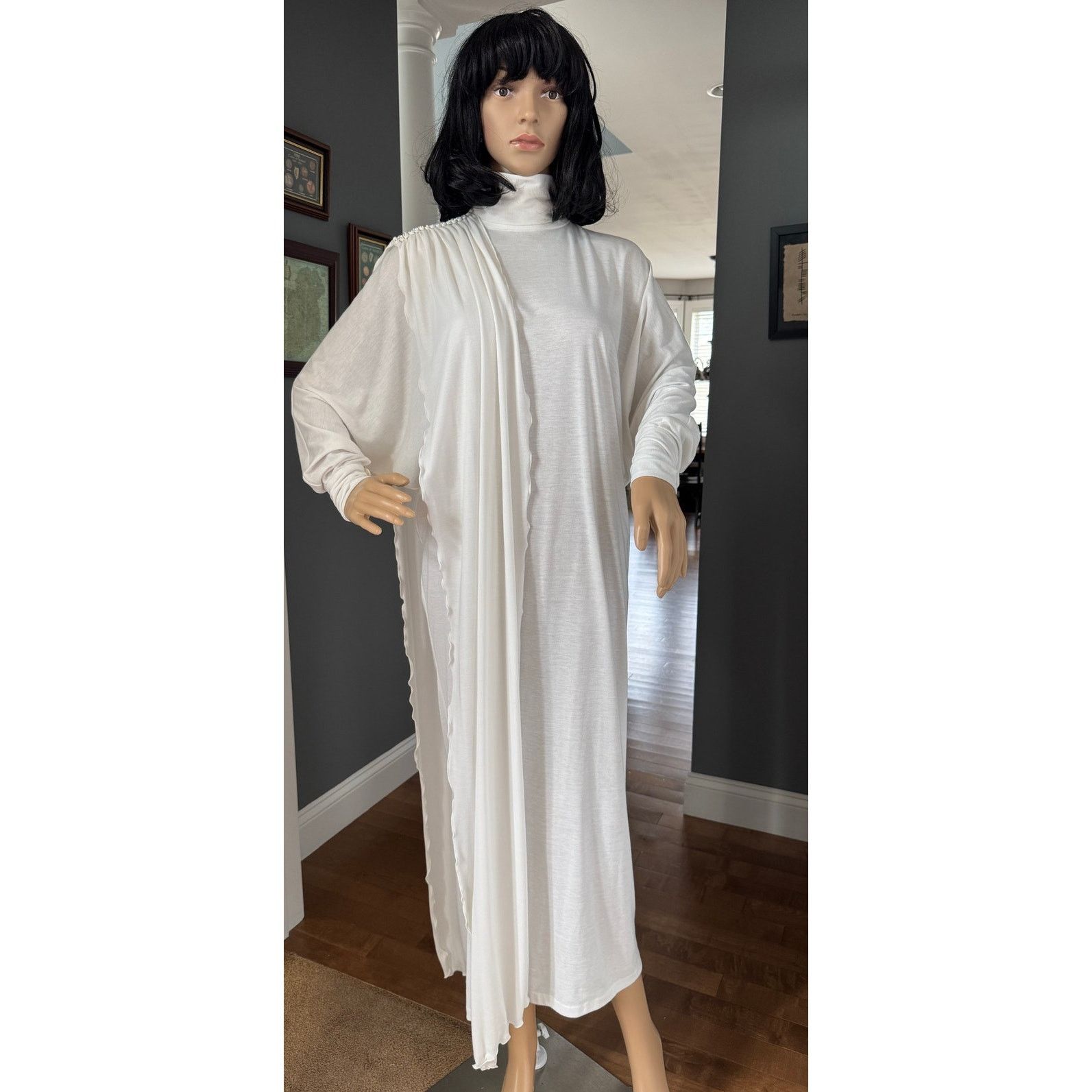 Vintage NWT Marcy & Co 1970s–80s White Rhinestone Caftan Gown sash M Size M / US 6-8 / IT 42-44 - 2 Thumbnail