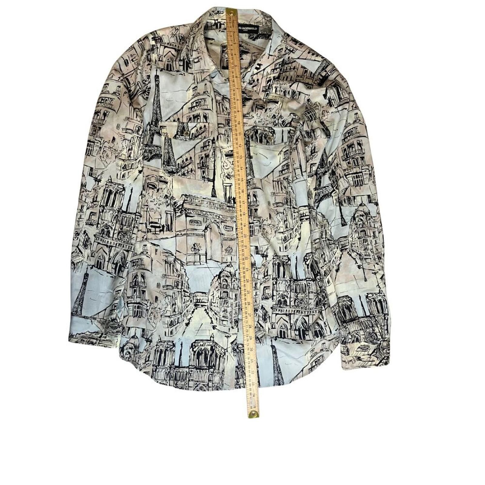 Karl Lagerfeld Karl Lagerfeld Paris Parisian Landmarks Print Blouse Size L Size L / US 10 / IT 46 - 5 Thumbnail