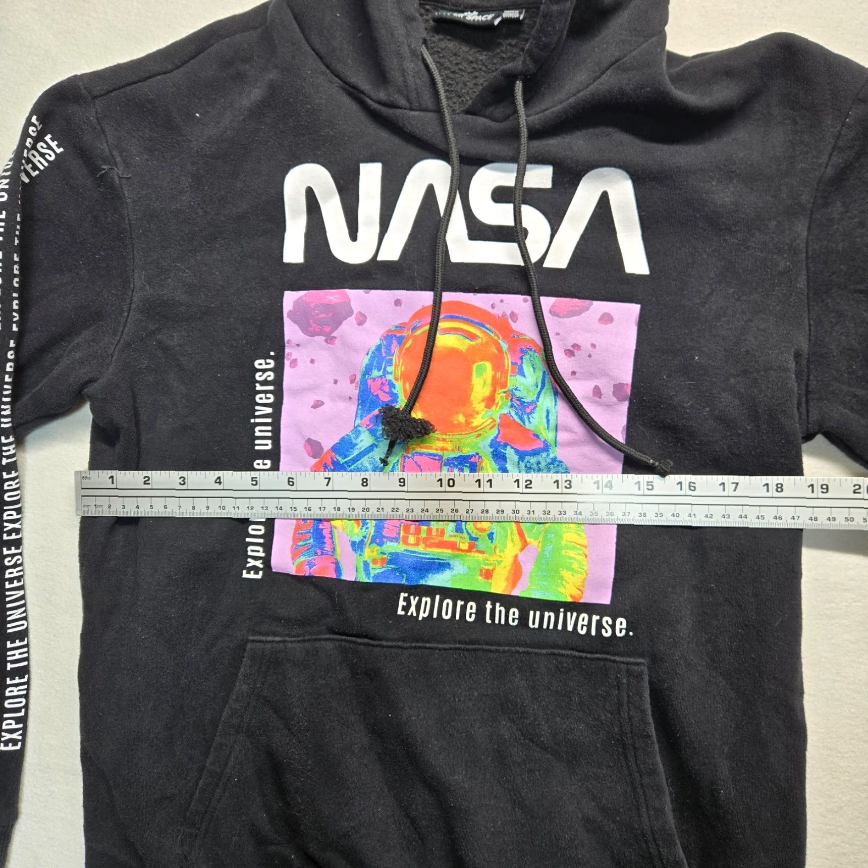NASA Hyper Space Hoodie Men's S Black Cotton Blend Pullover with Pockets NASA Space Theme Logo Sweater Vintage No Size US S / EU 44-46 / 1 - 4 Thumbnail