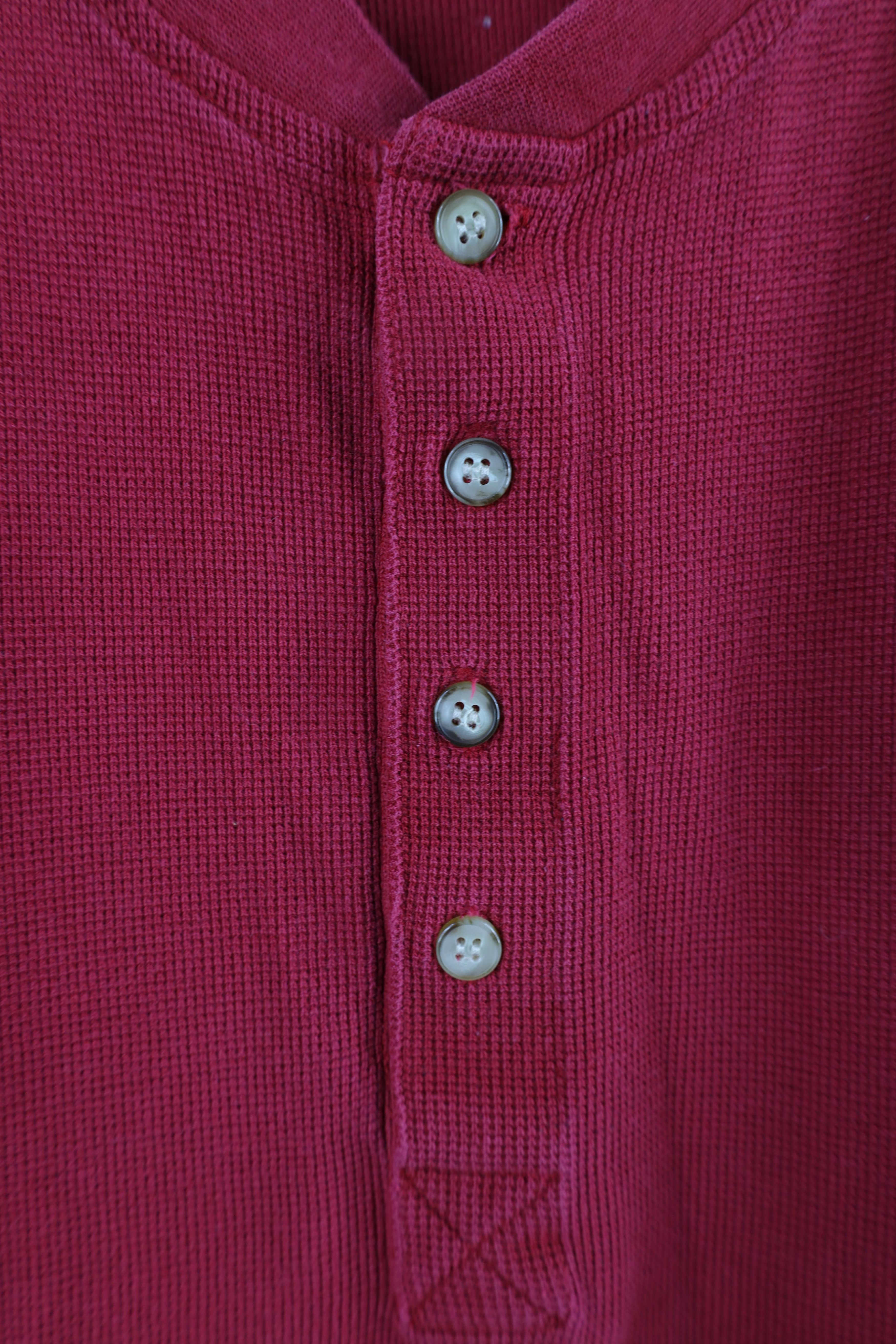 Vintage × Woolrich Woolen Mills Vintage 90s Woolrich Thermal Waffle Knit Henley T-Shirt Red Size US XL / EU 56 / 4 - 6 Thumbnail