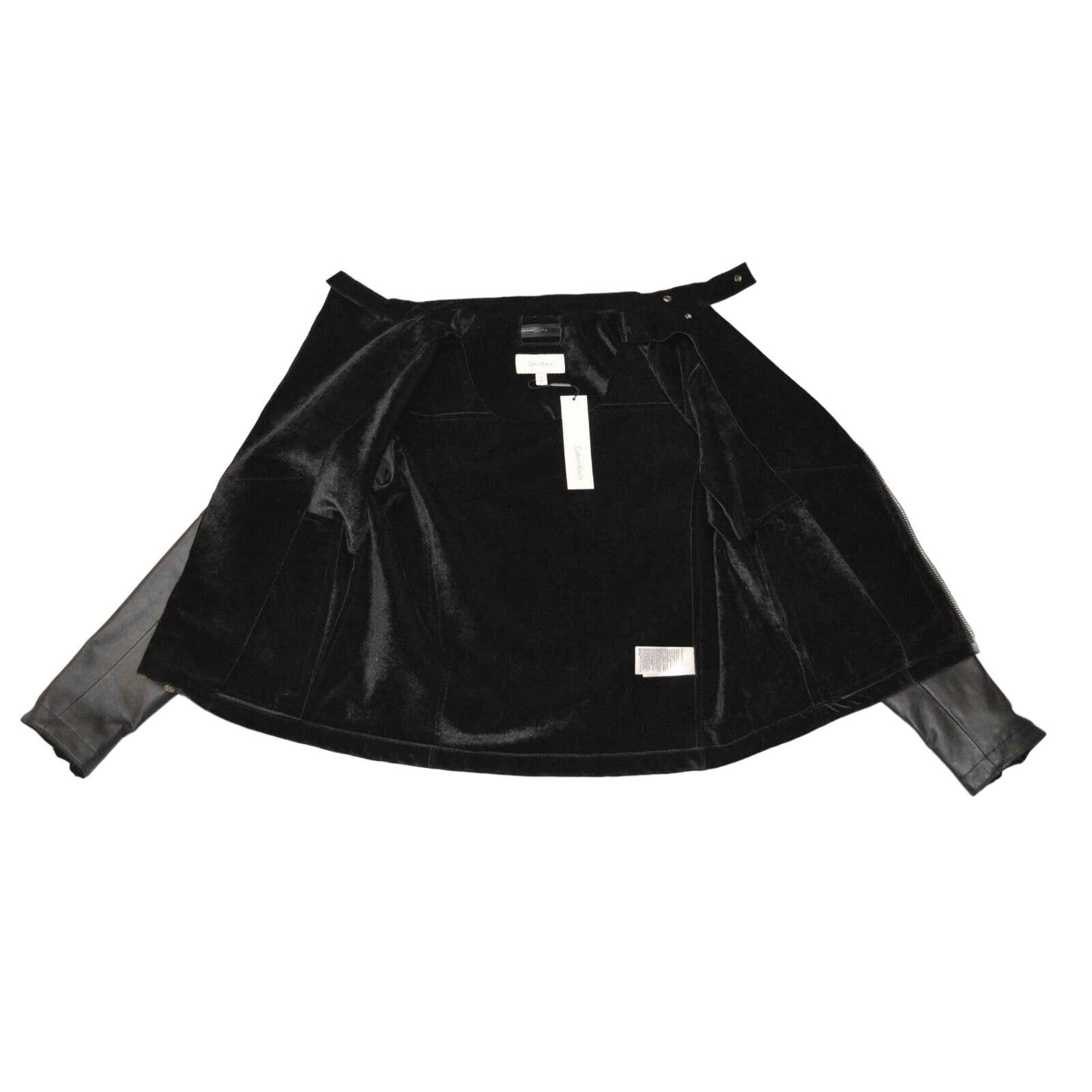 Calvin Klein NEW CALVIN KLEIN Black Leather Asymmetric Moto Jacket Sz XS Size XS / US 0-2 / IT 36-38 - 5 Thumbnail