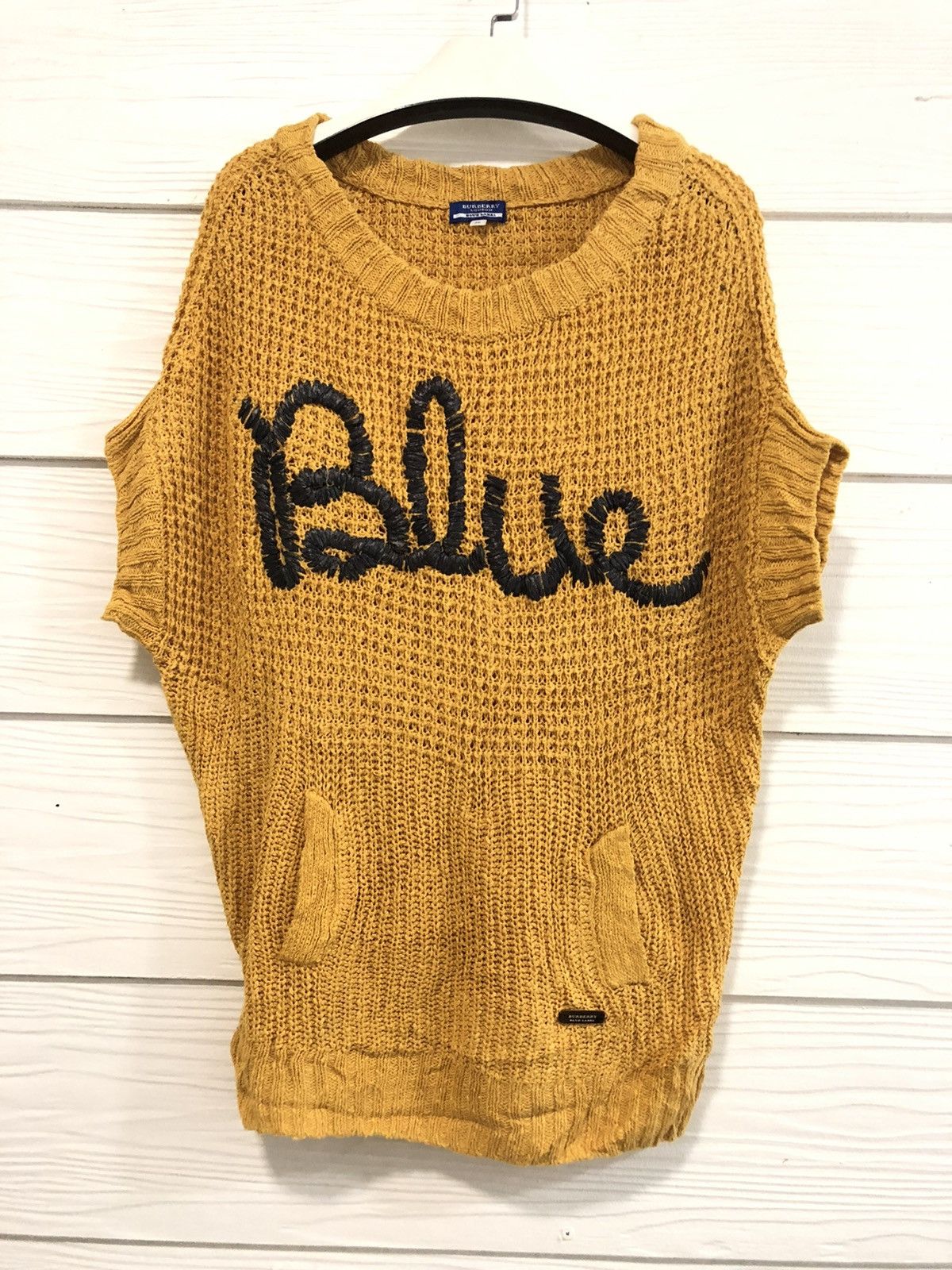 image of Burberry Blue Label Knit Sweater in Yellow, Women's (Size Medium)