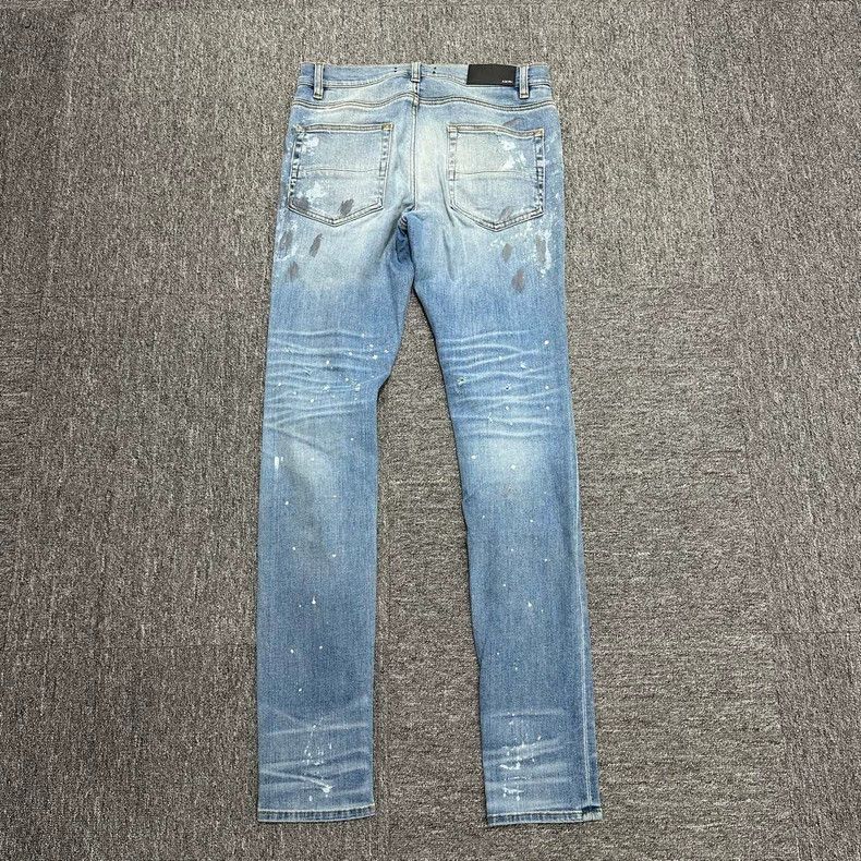 Amiri Amiri Single Knee Destroyed Ink Denim Pants Size US 33 - 5 Thumbnail