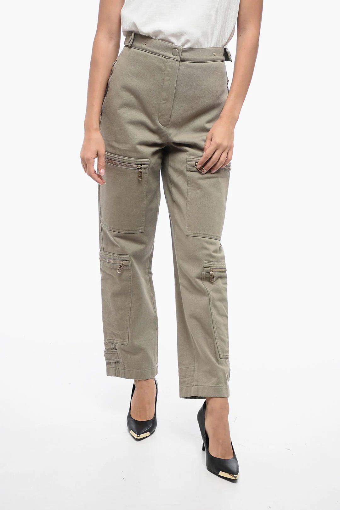 Fendi og1mm0326 Cotton Twill Cargo Pant in Beige Size 27" / US 4 / IT 40 - 1 Thumbnail
