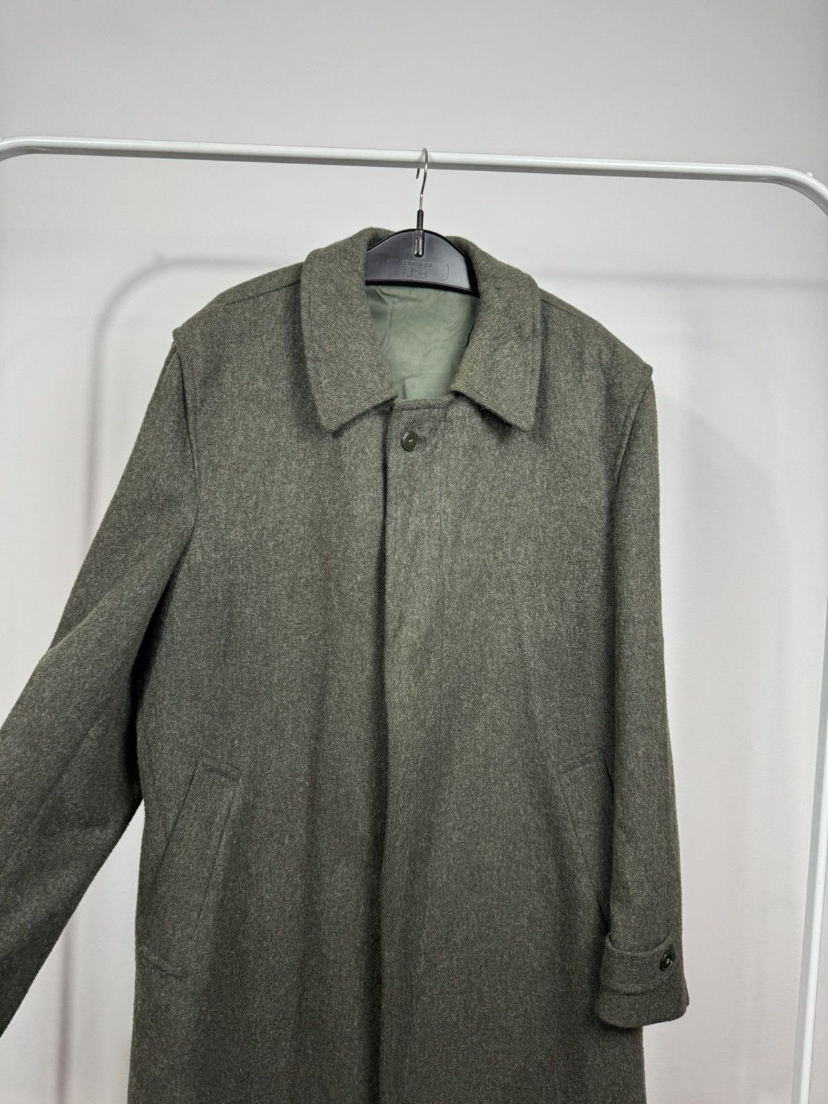 Other Vintage Men’s Olive Wool Overcoat Long Minimal Winter Coat Size US XXL / EU 58 / 5 - 7 Thumbnail