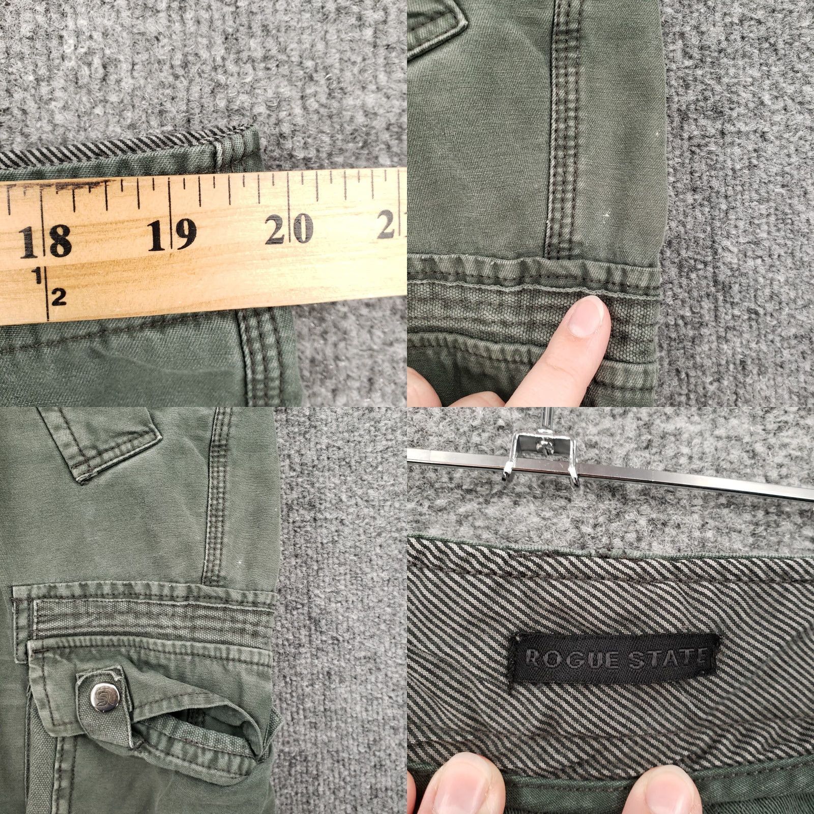 Vintage Rogue State Mens Cargo Shorts 38 Green Cotton Canvas Flat Front Pockets Outdoor Casual Utility Military Inspired Size US 38 / EU 54 - 8 Thumbnail