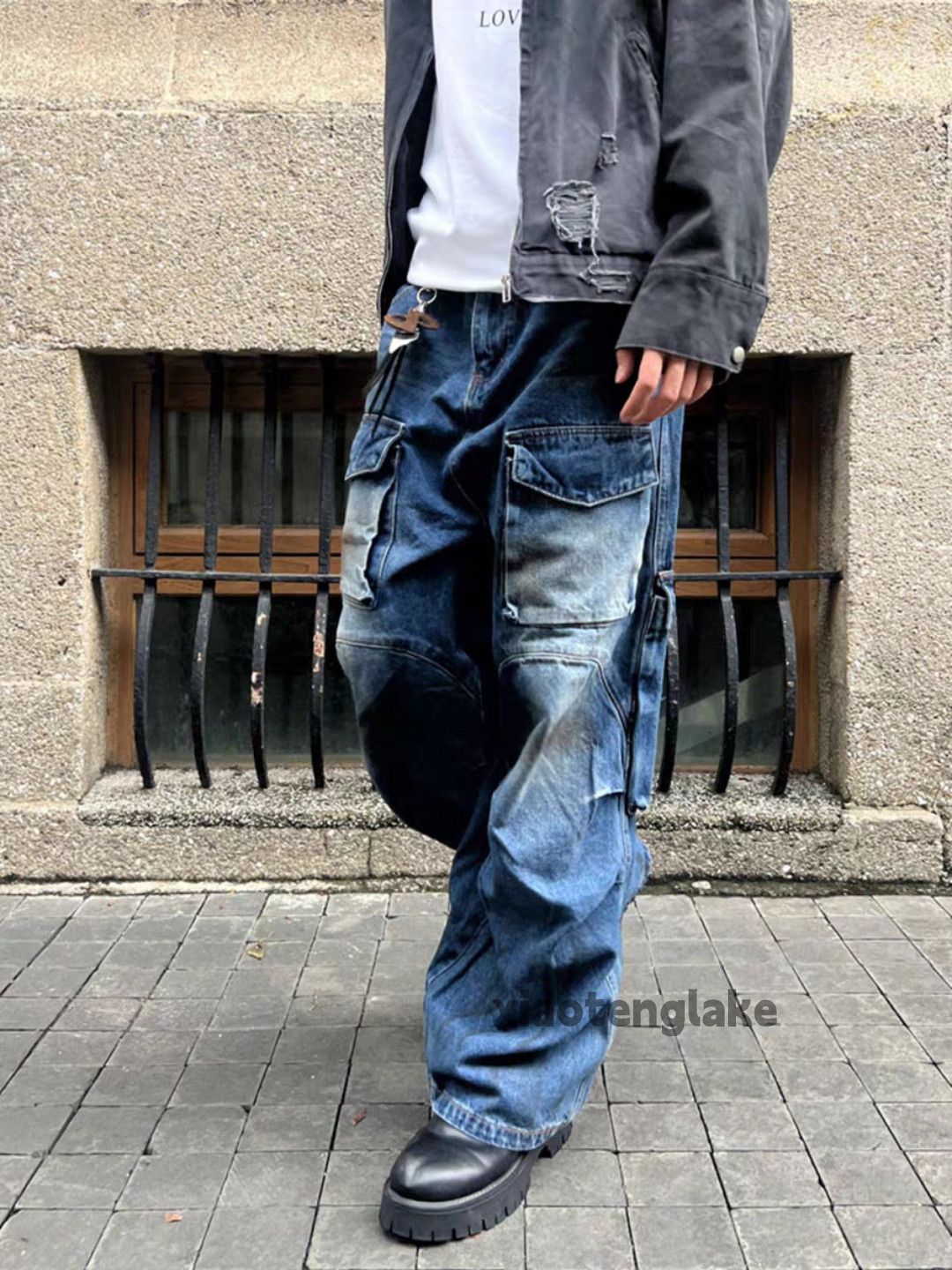 Jean × Vintage washed faded cleanfit yuppie utilize cargo hiphop jeans Size US 33 - 1 Thumbnail