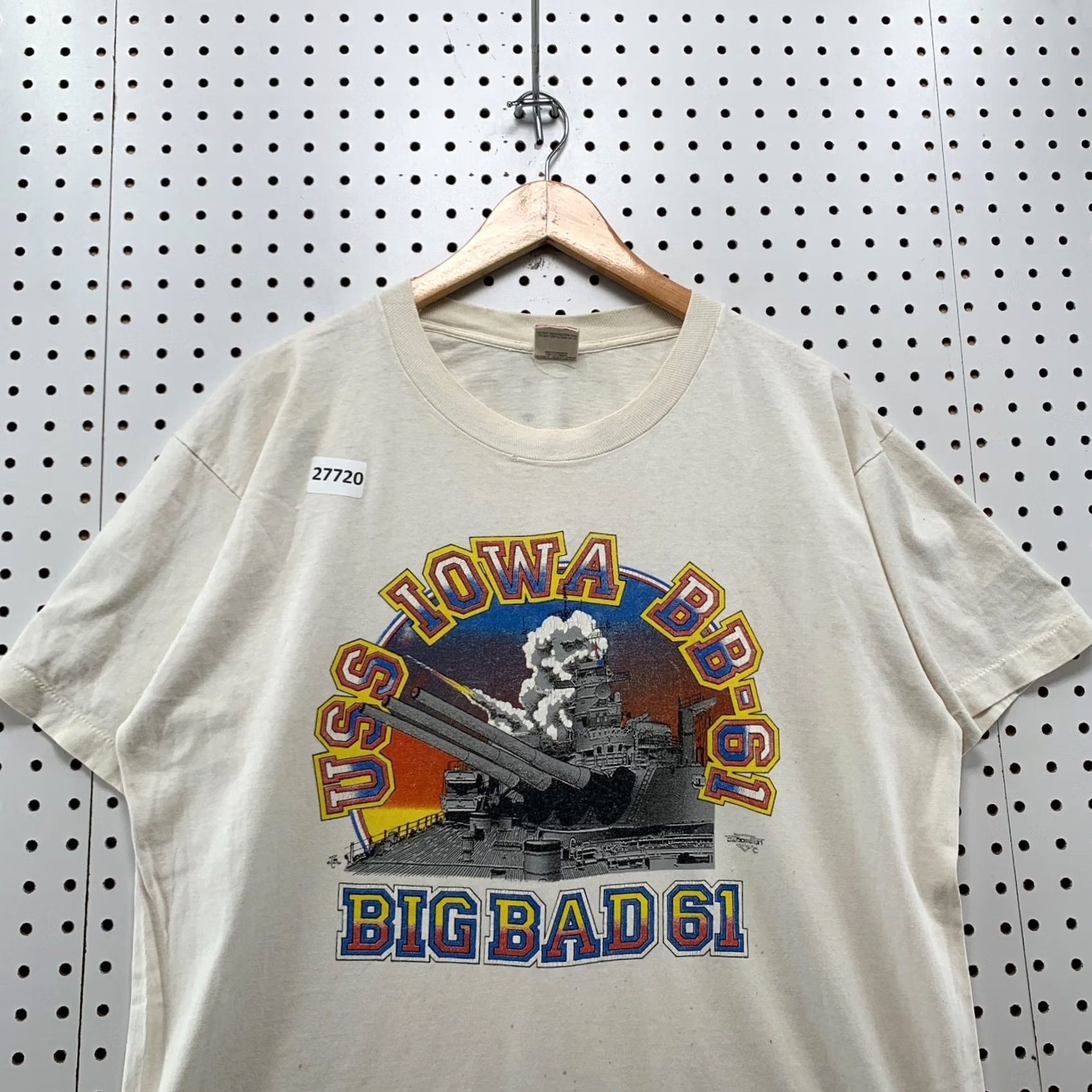 Fruit Of The Loom VINTAGE 80s USA Navy Shirt White Single Stitch USS IOWA BB 61 Large Fruit of the Loom T-Shirt Size US L / EU 52-54 / 3 - 6 Thumbnail