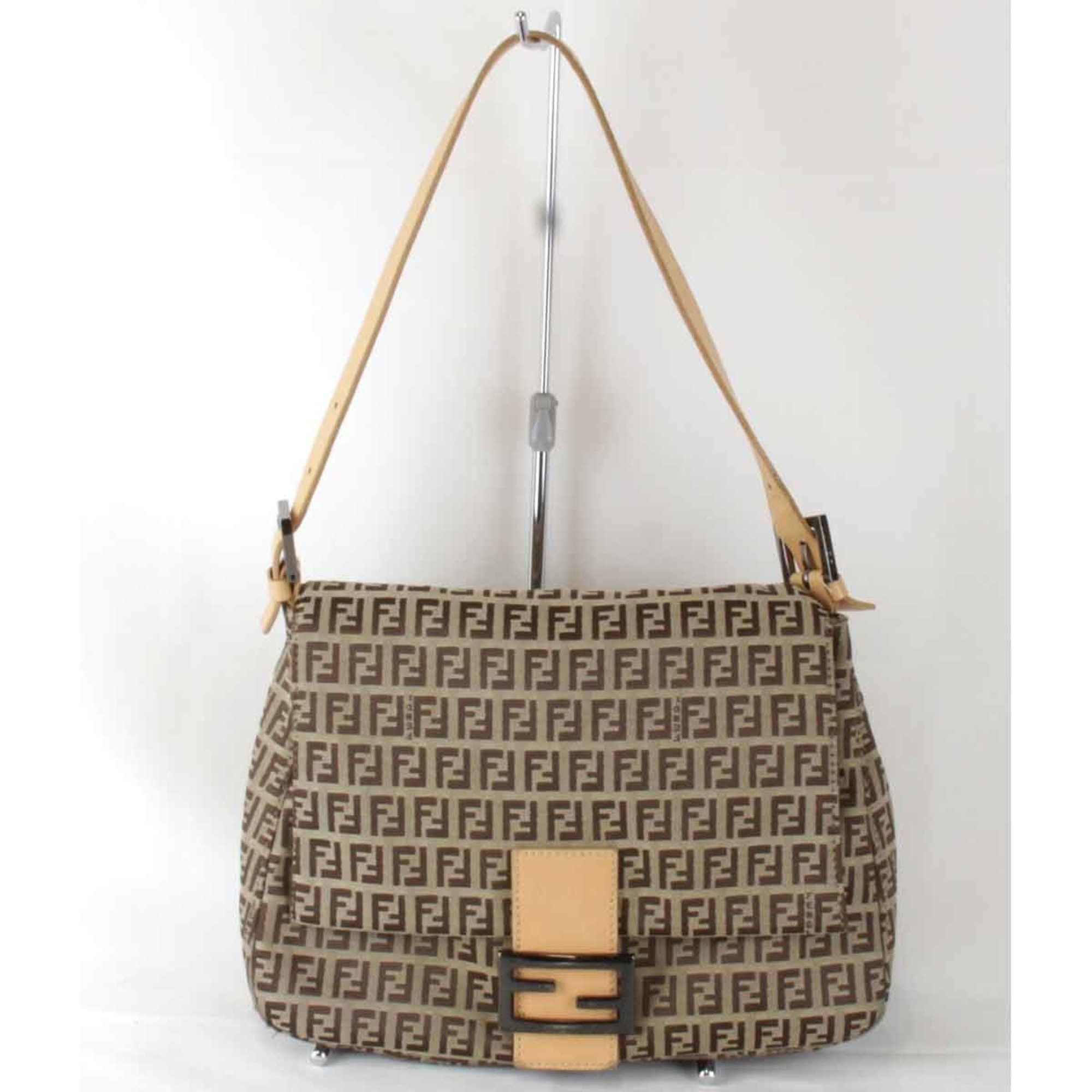 Fendi Zucchino Mamma Bucket Shoulder Bag Canvas Brown Women's
