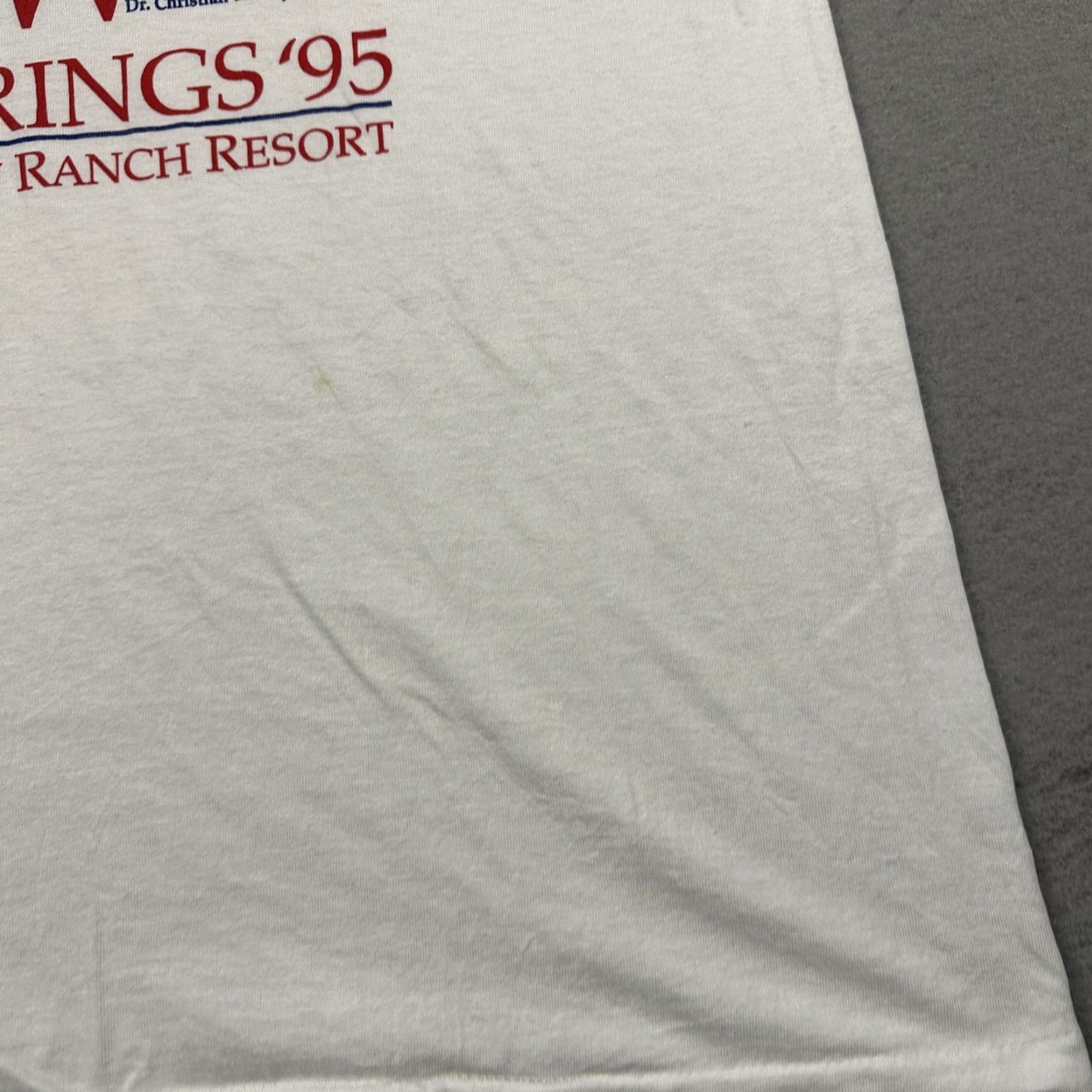 Fruit Of The Loom VINTAGE Fruit of the Loom Great Music West VIP Strings '95 Star Valley Mens Medium White T-Shirt Crew Neck Graphic Print 90s Music Men Size US M / EU 48-50 / 2 - 5 Thumbnail