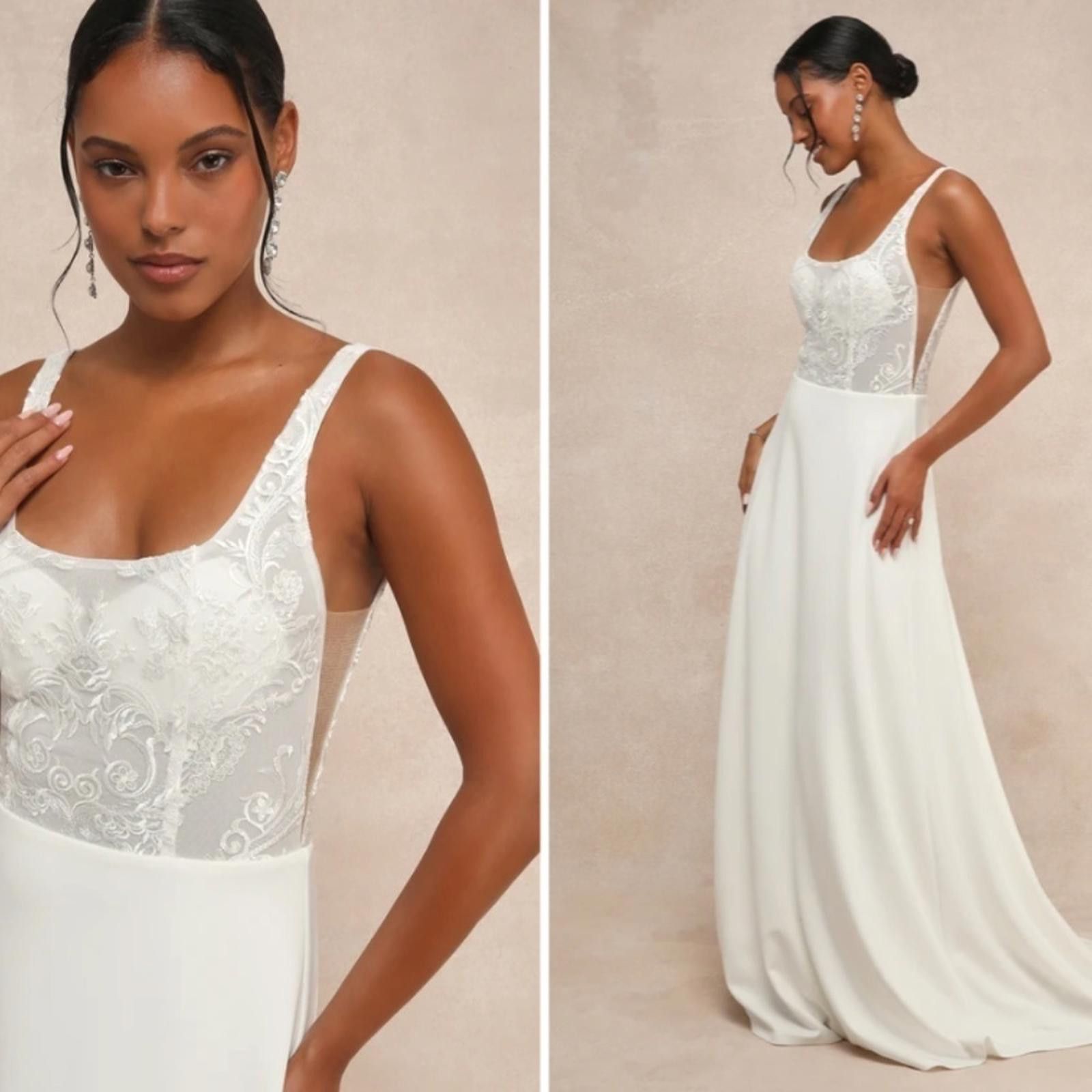 Lulus LULUS Bridal Elegant Sophisticated Beaded Mermaid Gown Size M / US 6-8 / IT 42-44 - 3 Thumbnail