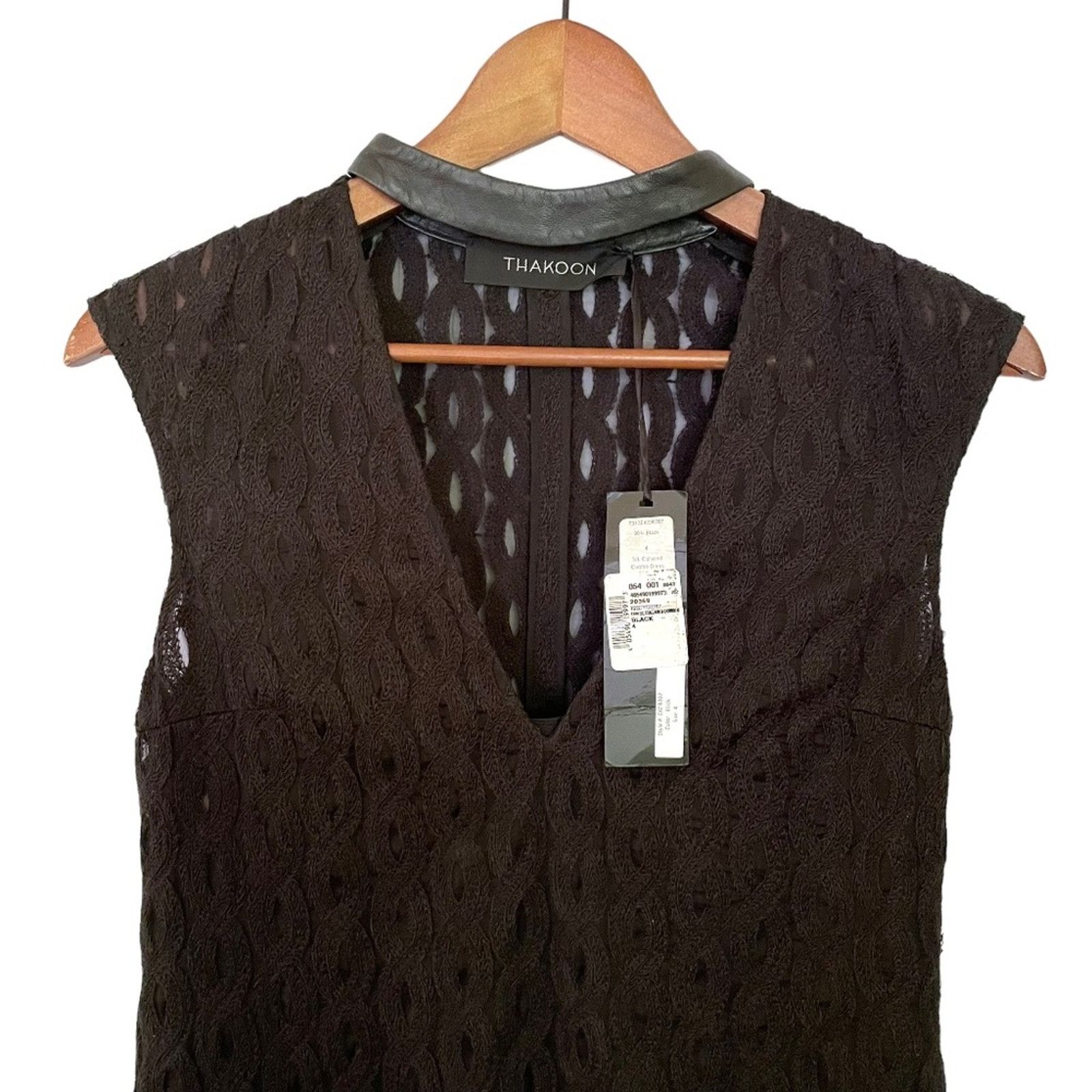 THAKOON NWT Thakoon Leather Collared Embroidered Cable Knit Dress Size S / US 4 / IT 40 - 4 Thumbnail