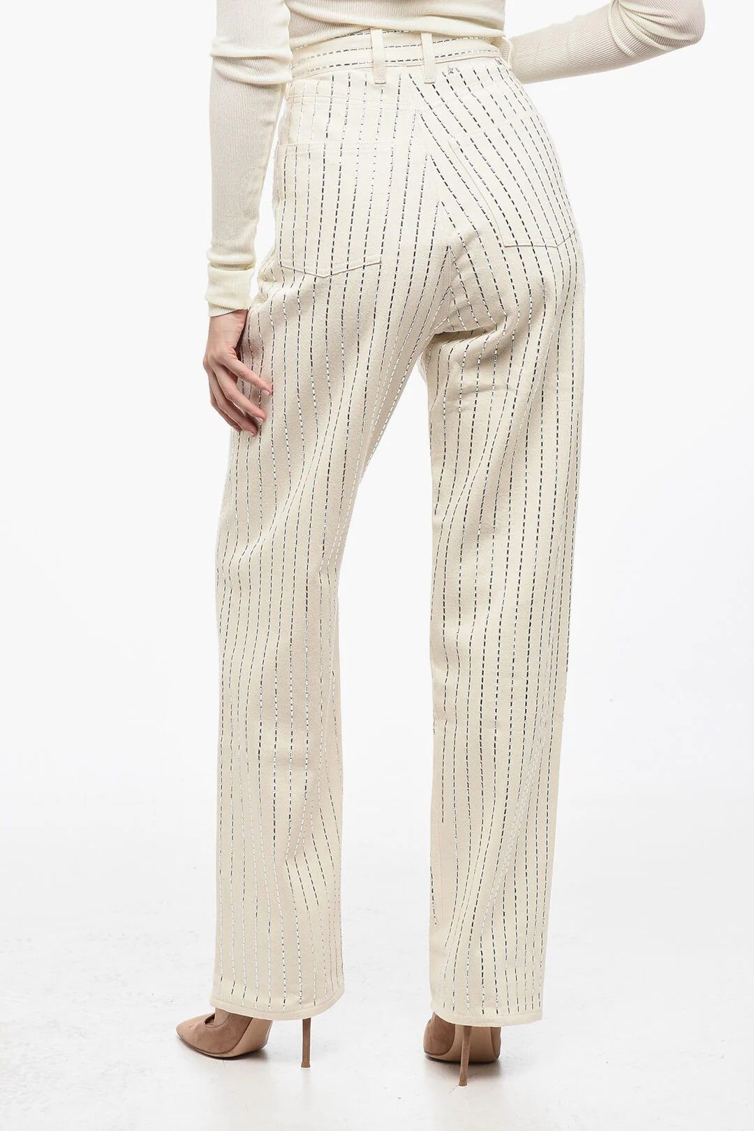 Golden Goose og1mm0426 High-Rise 5-Pocket Pant in White Size 26" / US 2 / IT 38 - 4 Thumbnail