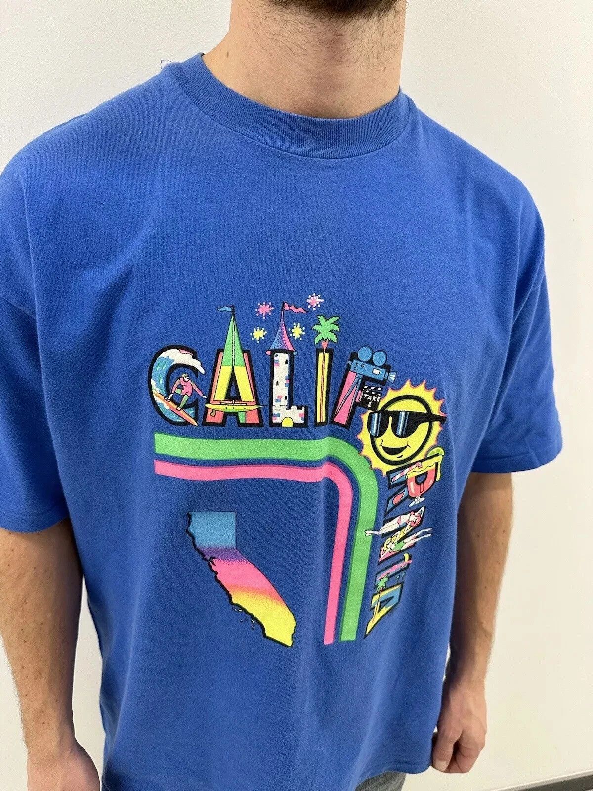Hanes HANES VINTAGE 1990s T-SHIRT Faded CALIFORNIA Single Stitch Size US XL / EU 56 / 4 - 2 Thumbnail