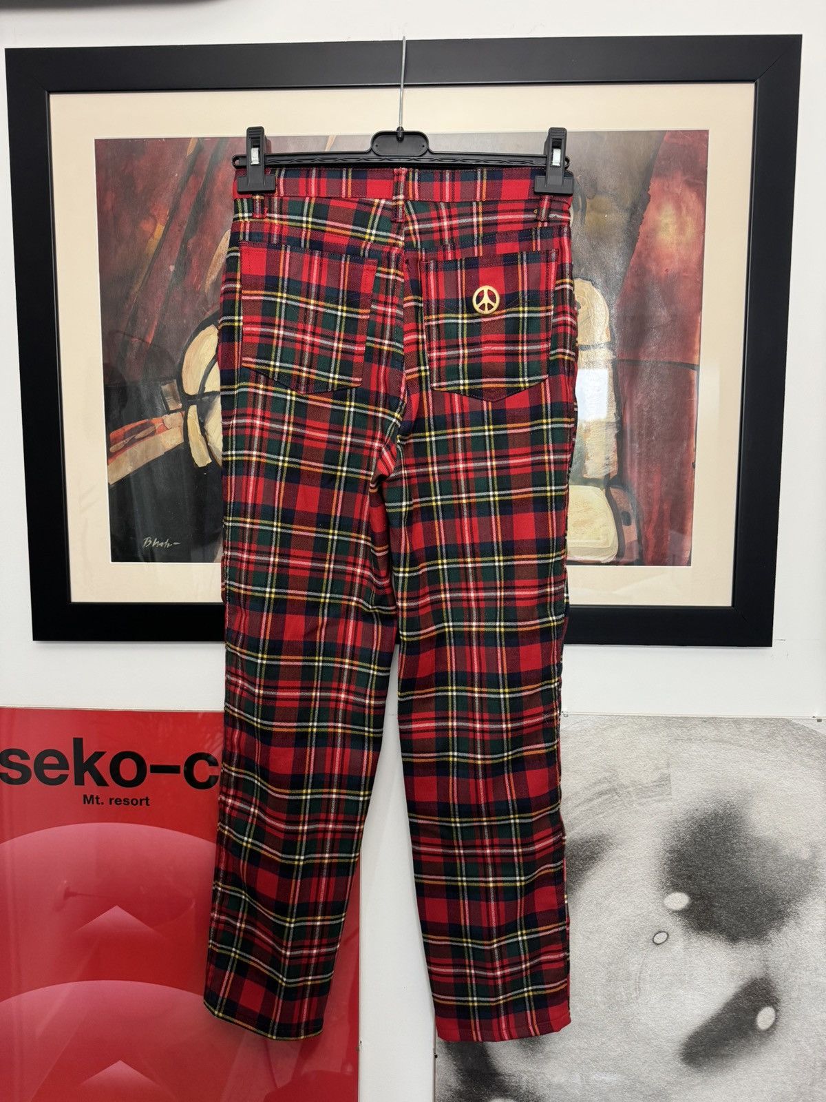 Moschino Moschino Jeans Vintage 90s Plaid Tartan Red Pant Designer Size 29" - 2 Thumbnail