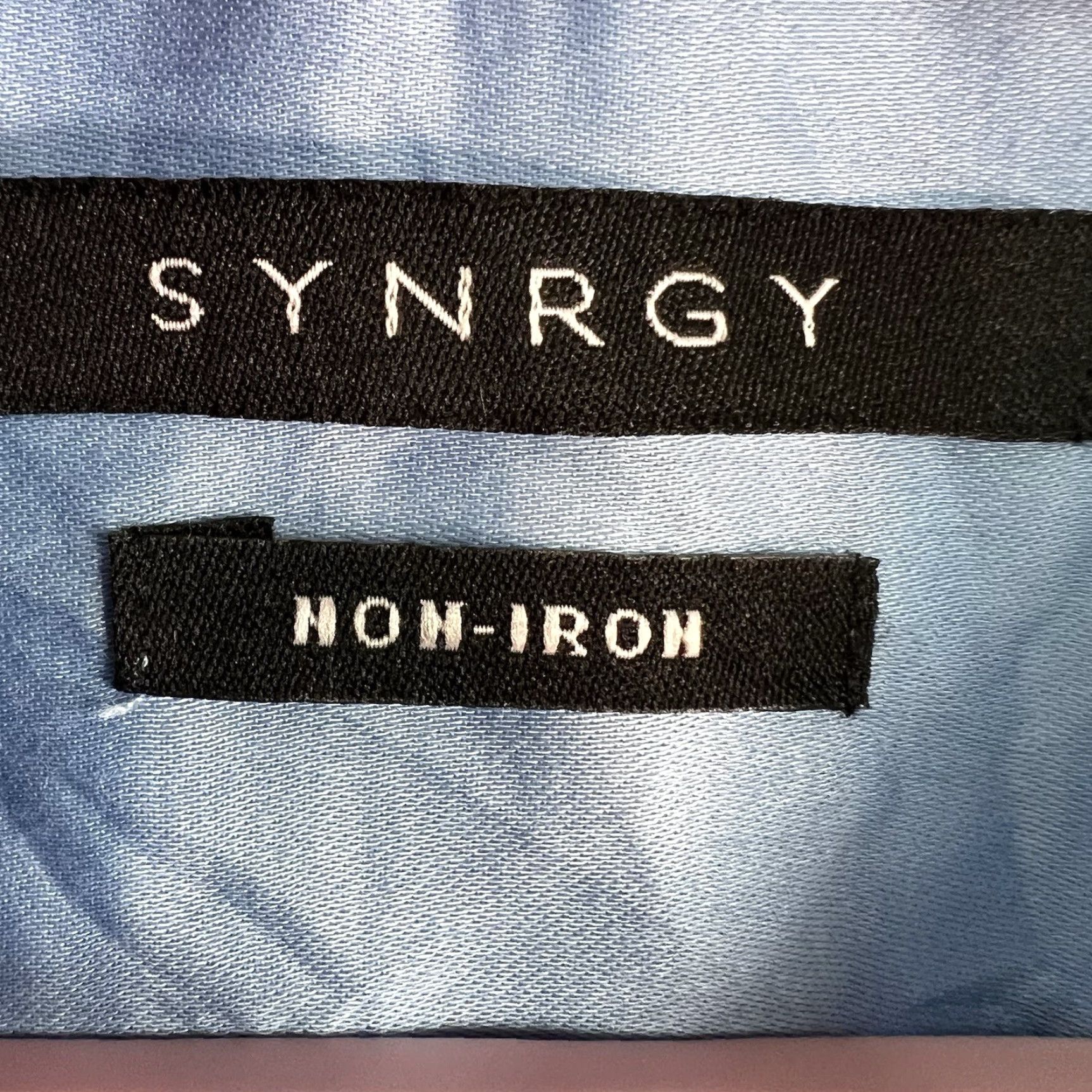 Vintage SYNRGY Button-Up Shirt Mens 20 / 36 Blue Long Sleeve Non-Iron Stretch Casual Business Size US XXL / EU 58 / 5 - 4 Thumbnail