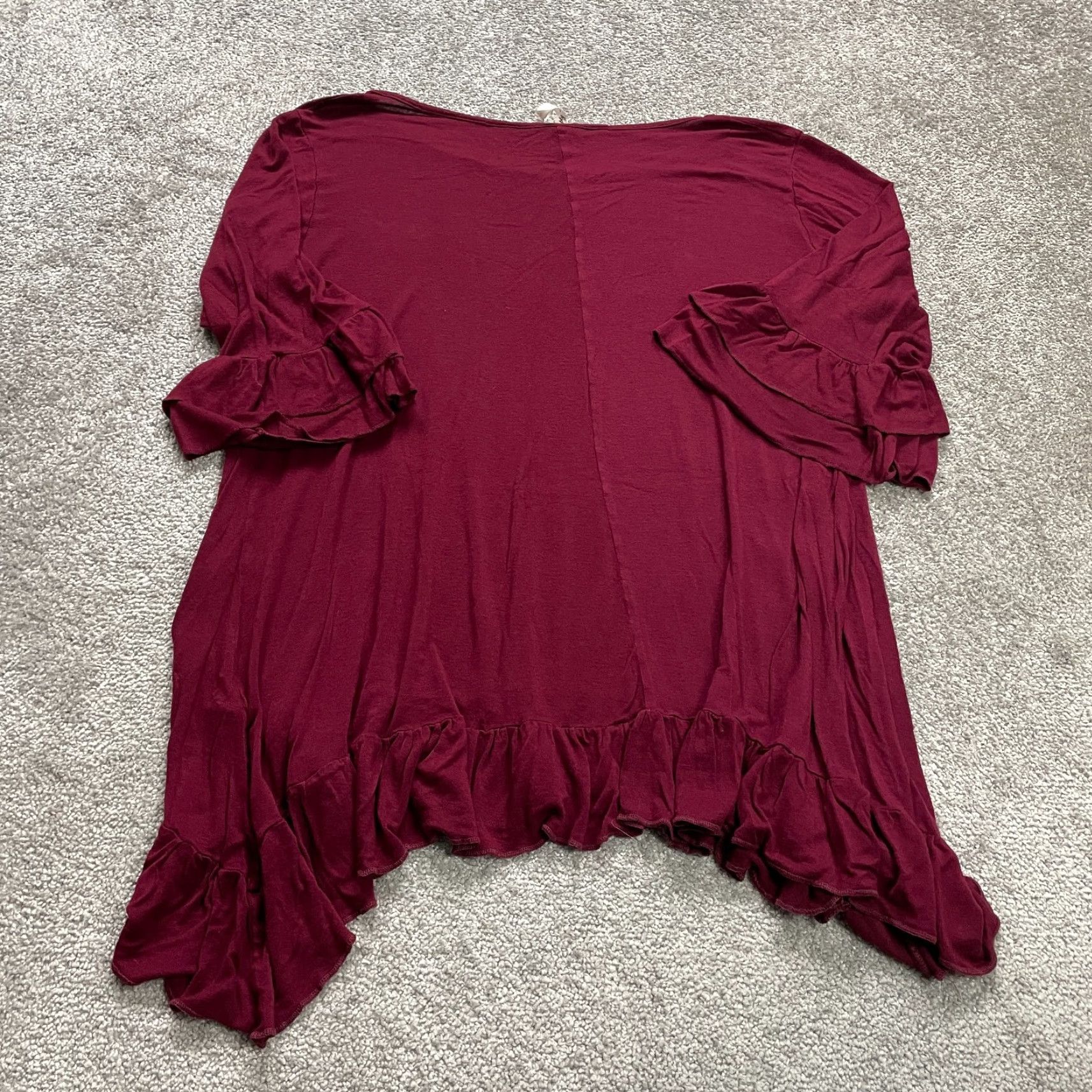 Vintage Simply Irresistible Blouse Women XL Red Half Sleeve Ruffles Round Neck Casual Size XL / US 12-14 / IT 48-50 - 2 Thumbnail