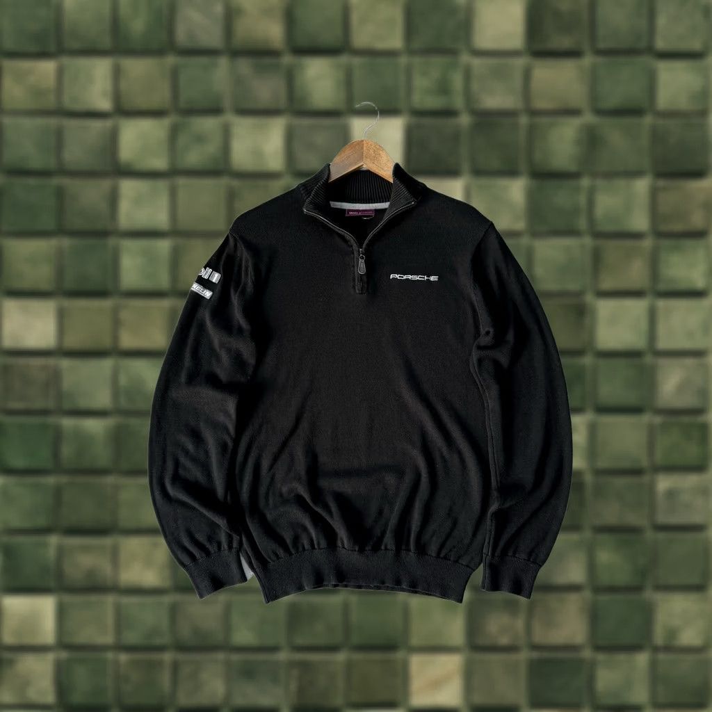 Vintage VINTAGE Porsche Design Half Zip Knit Sweater Racing Black Size S Mens Porsche Racing Pullover Knitting Cotton 90s Cars Bib Size US S / EU 44-46 / 1 - 1 Thumbnail