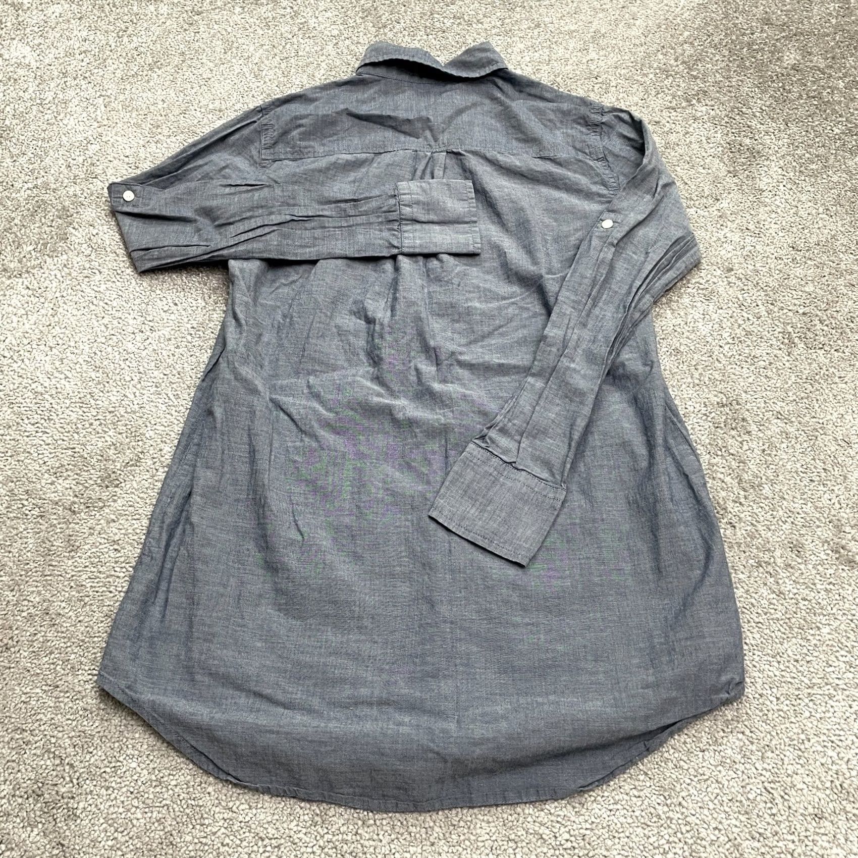 J.Crew J.Crew Shirt Women XXS Blue Cotton Chambray Long Sleeve Casual Popover Tunic Top Size XXS / US 00 / IT 34 - 2 Thumbnail