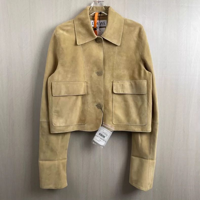 Loewe Loewe Khaki Suede Short Jacket Size US S / EU 44-46 / 1 - 1 Thumbnail